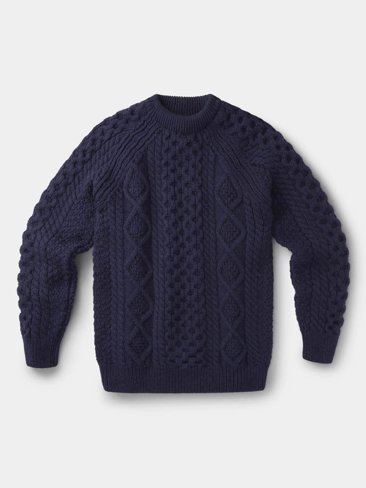 Aubin Navy Aran Jumper | Crew Neck