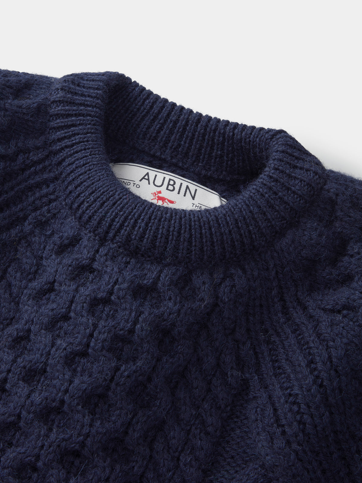 Aubin Navy Aran Jumper | Crew Neck