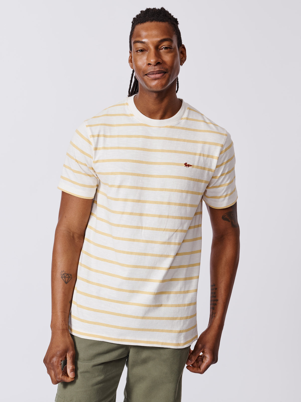 Aubin Yolk Stripe Berkeley Slub T-Shirt | Striped Tee