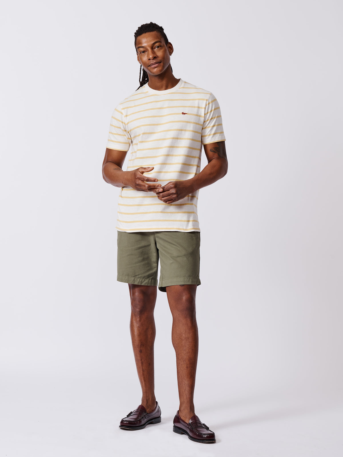 Aubin Yolk Stripe Berkeley Slub T-Shirt | Striped Tee