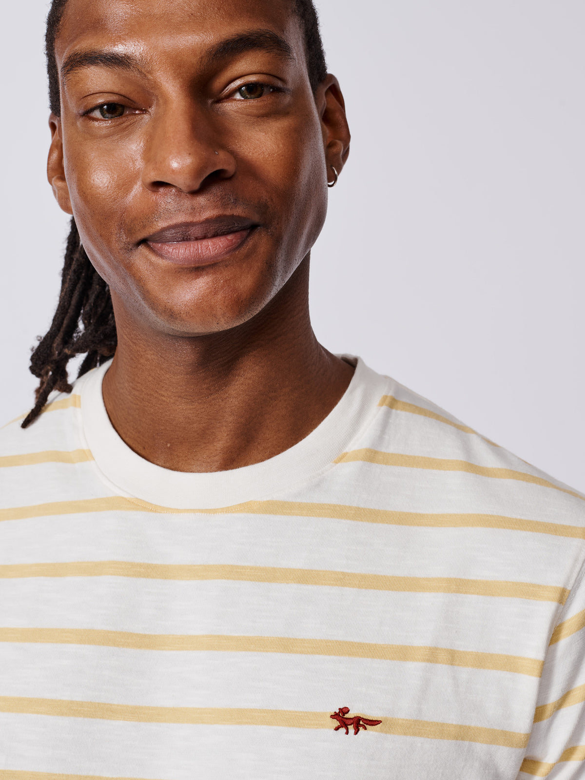 Aubin Yolk Stripe Berkeley Slub T-Shirt | Striped Tee