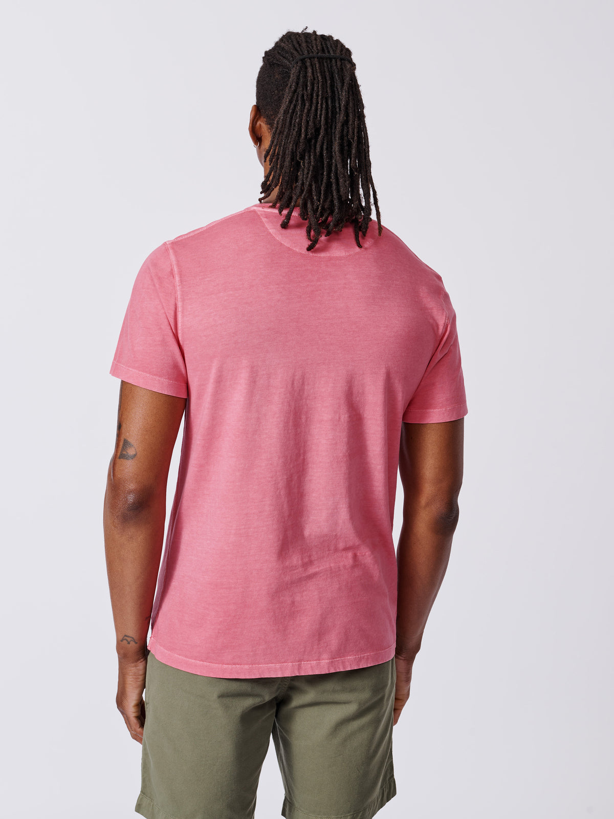 Aubin Pink Hareby Garment Dyed Pocket T-Shirt | Pocket Tee