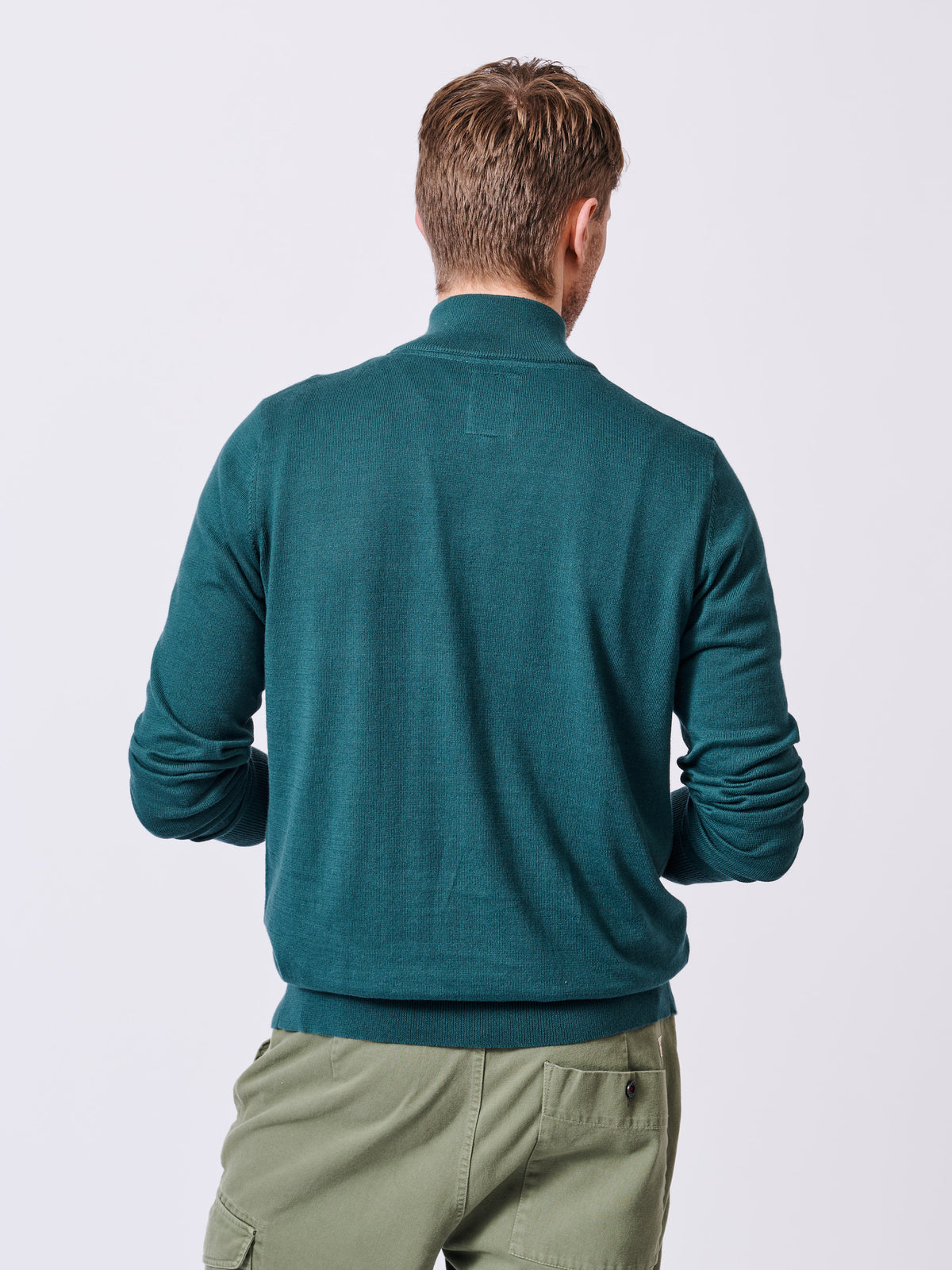 Aubin Khaki Daw Cotton Zip Neck | Knitwear