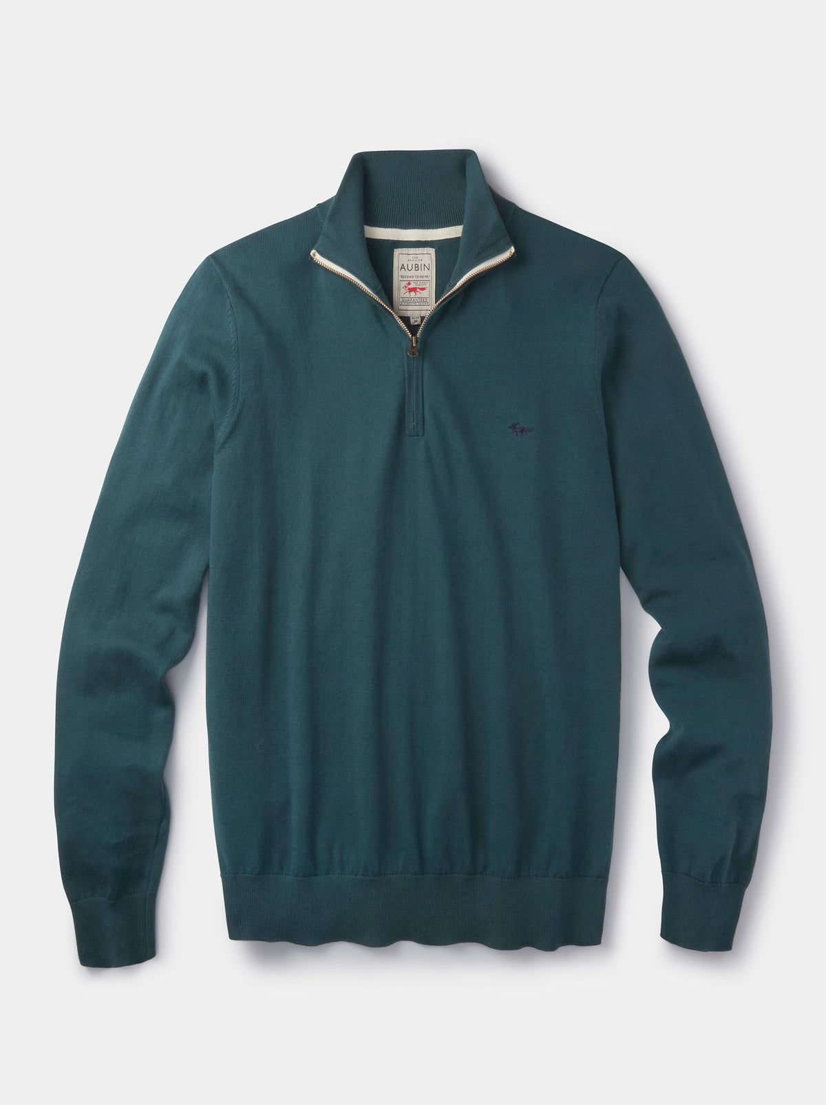 Aubin Khaki Daw Cotton Zip Neck | Knitwear