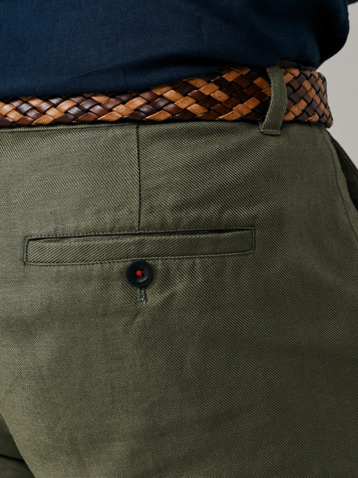 Aubin Khaki Axholme Slim Leg Trouser | Linen Trousers