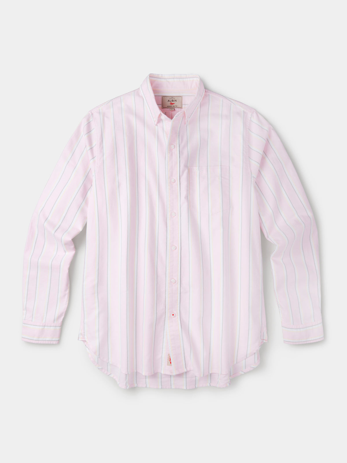 Aubin Pink/Yellow/Khaki Stripe Aldridge Oxford Button Down Shirt | Oxford Shirt