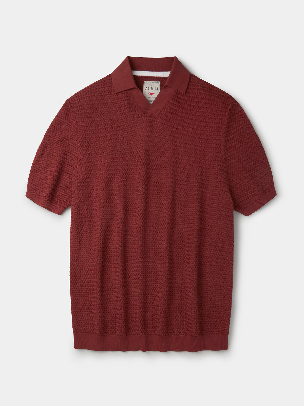 Aubin Rust Alford Textured Polo | Knitted Polo