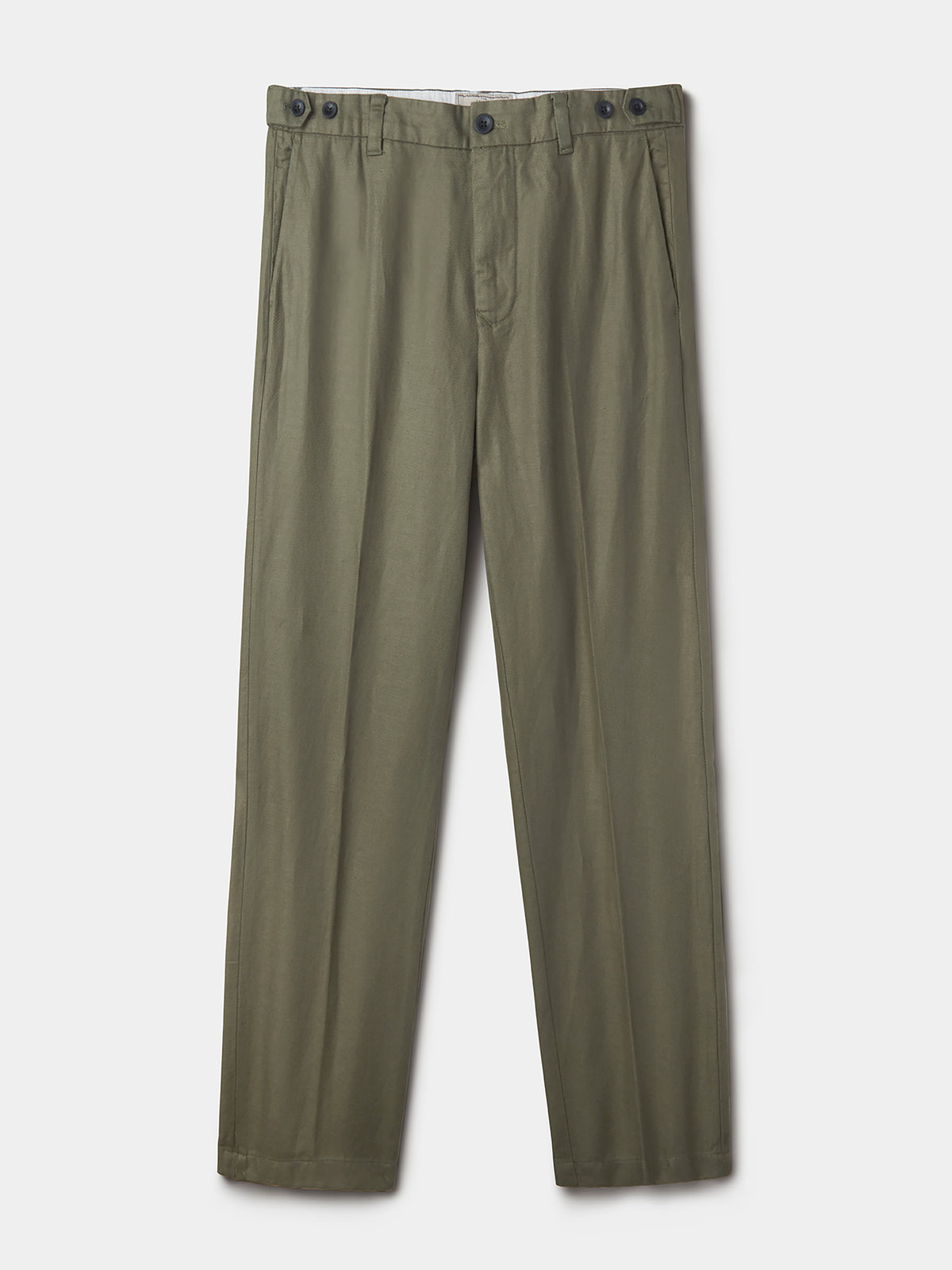 Aubin Khaki Axholme Slim Leg Trouser | Linen Trousers