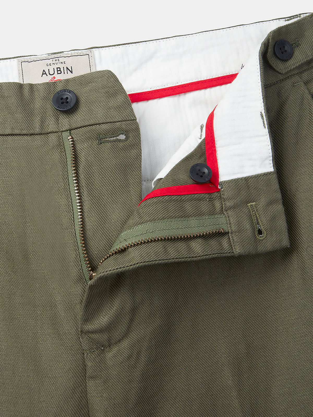 Aubin Khaki Axholme Slim Leg Trouser | Linen Trousers