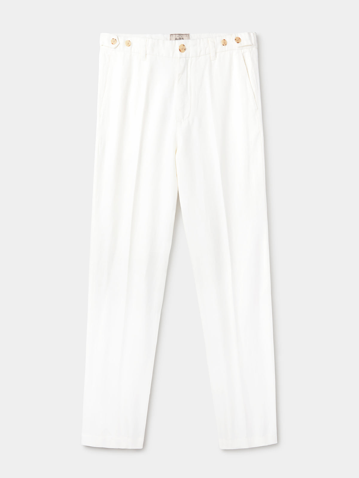 Aubin Vintage White Axholme Slim Leg Trouser | Linen Trousers