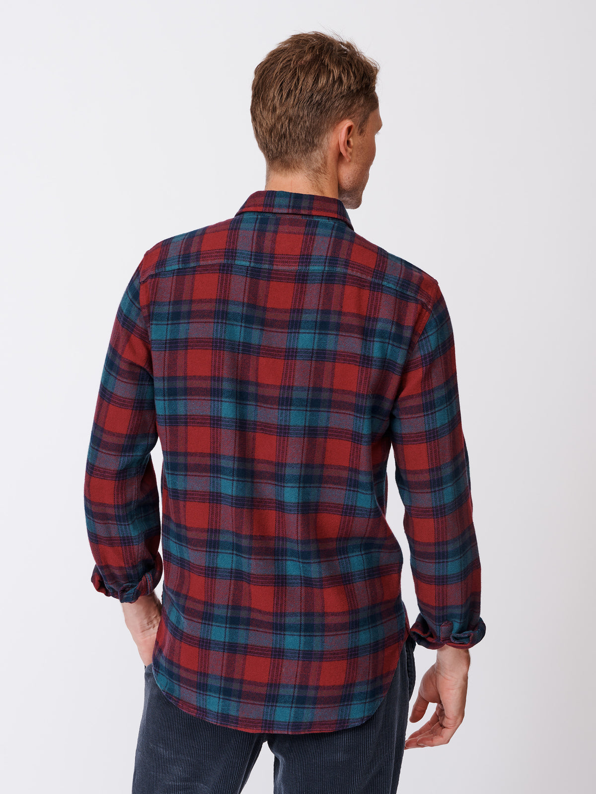 Aubin Claret Check Crowle Flannel Check Shirt | Checked Shirt