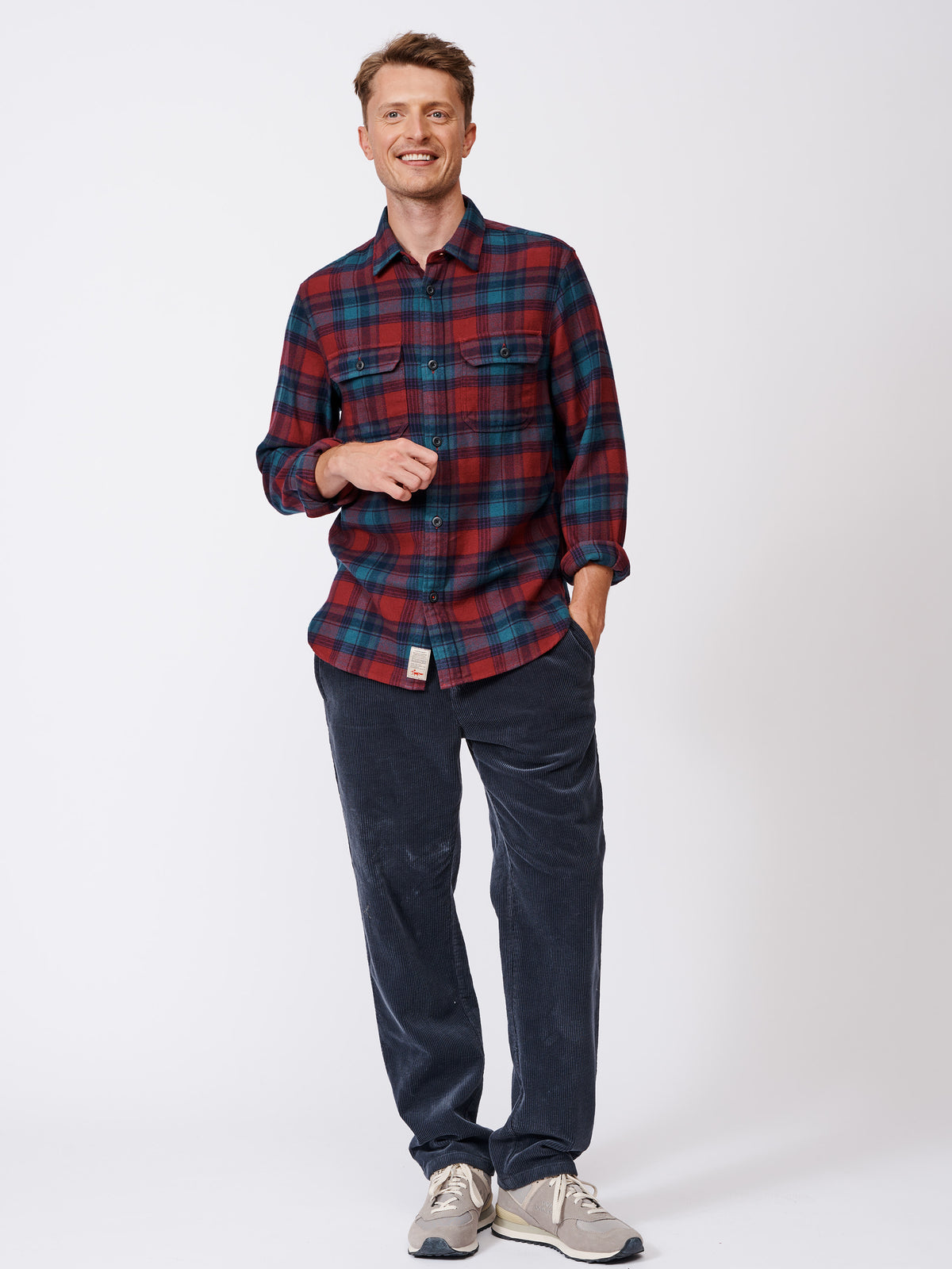 Aubin Claret Check Crowle Flannel Check Shirt | Checked Shirt