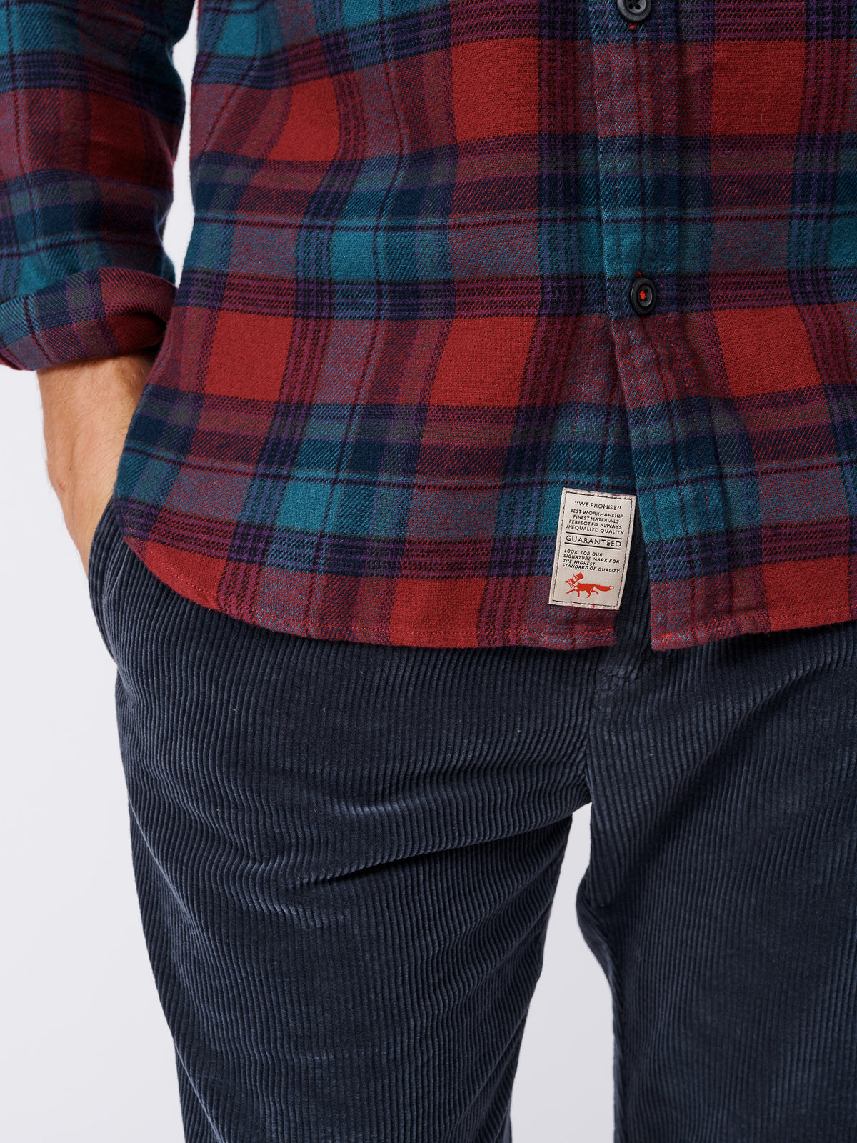Aubin Claret Check Crowle Flannel Check Shirt | Checked Shirt
