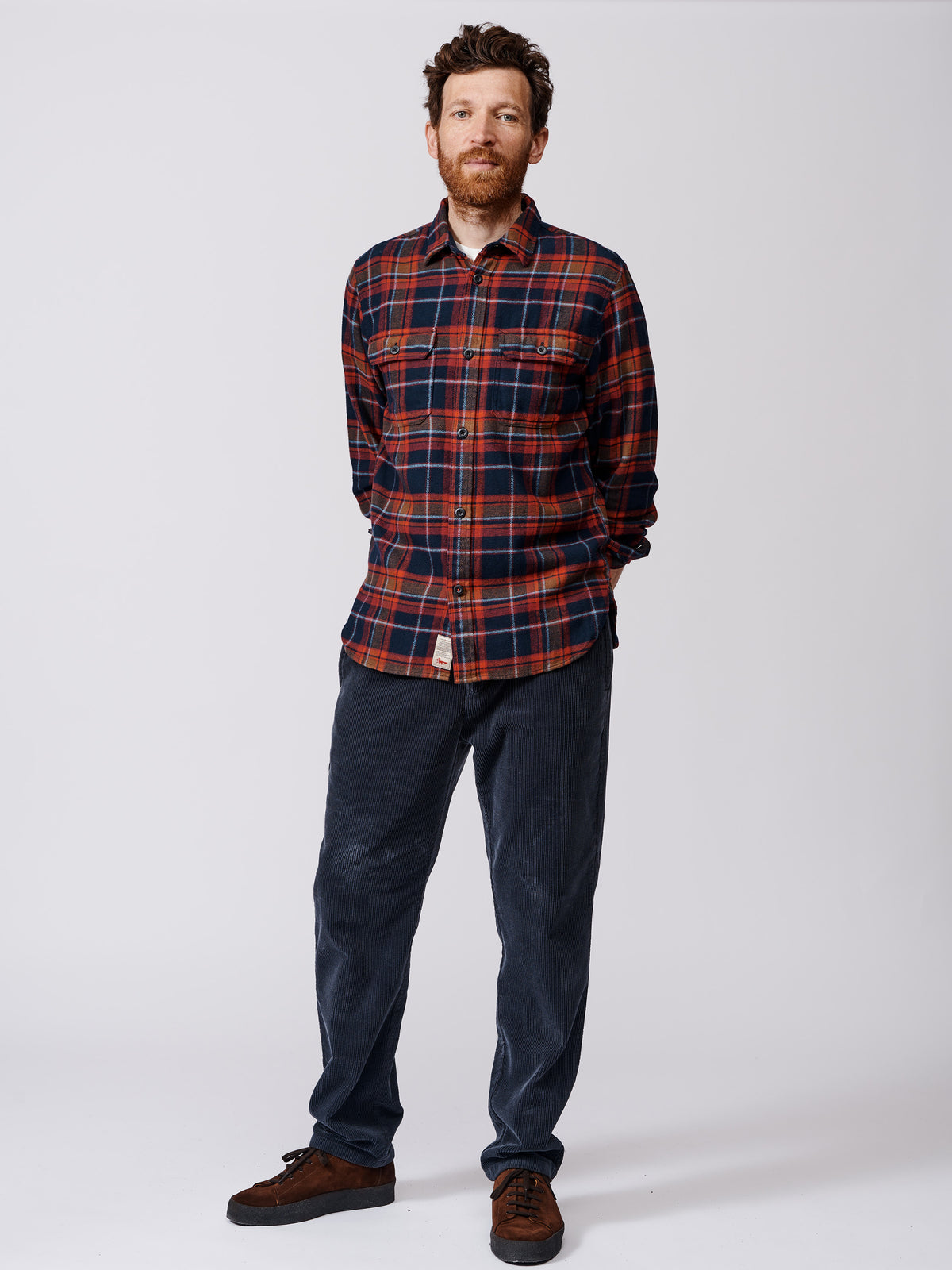 Aubin Blue Check Crowle Flannel Check Shirt | Checked Shirt