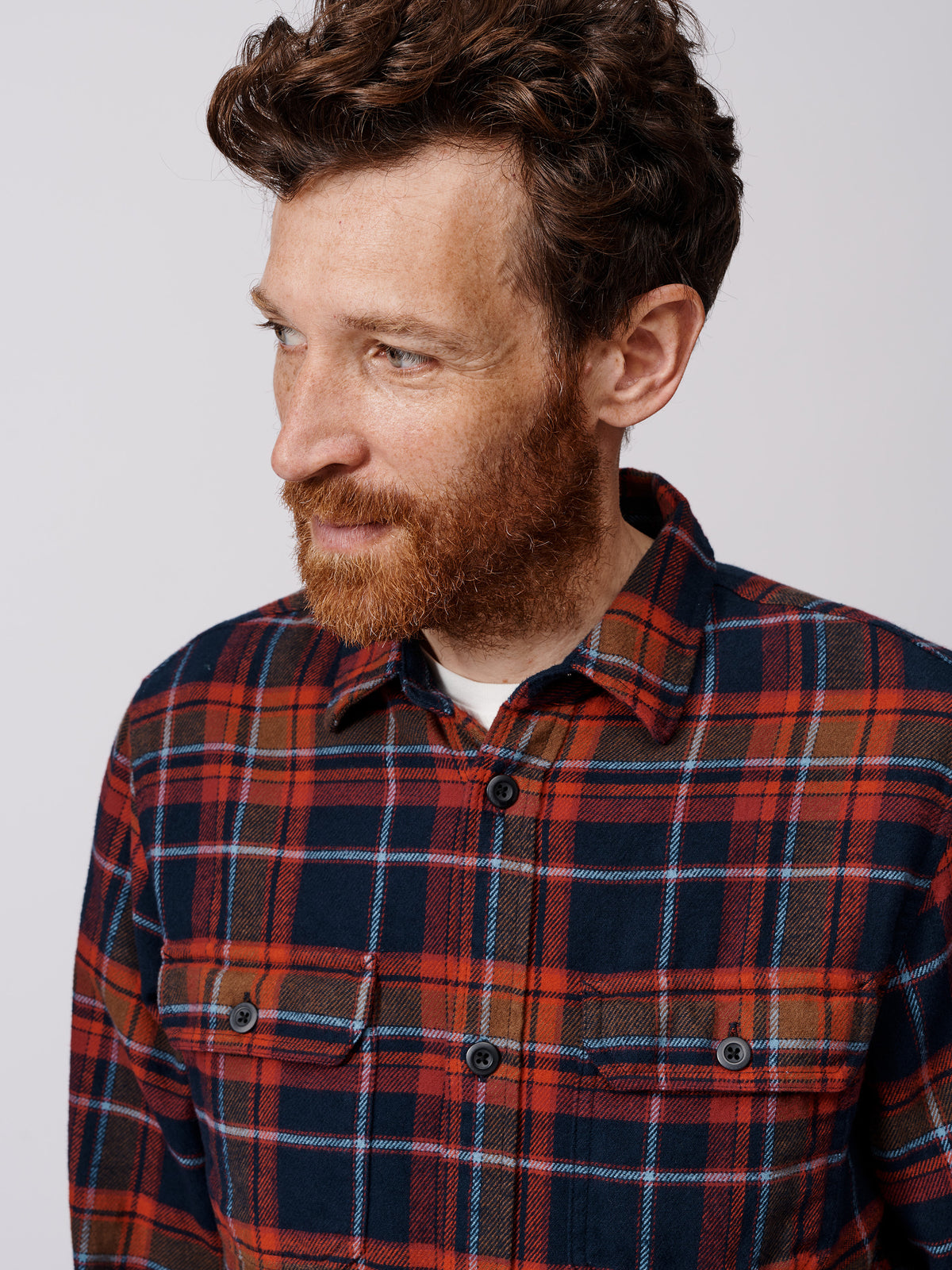 Aubin Blue Check Crowle Flannel Check Shirt | Checked Shirt