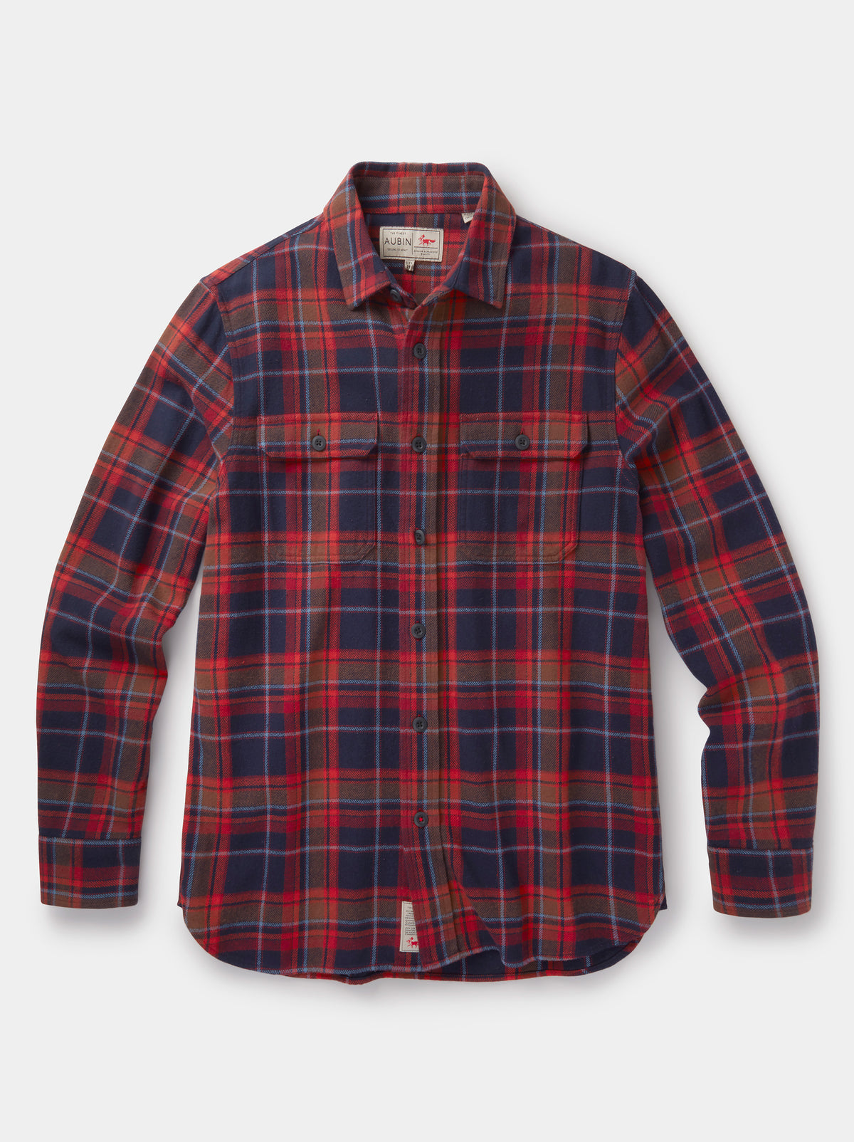 Aubin Blue Check Crowle Flannel Check Shirt | Checked Shirt