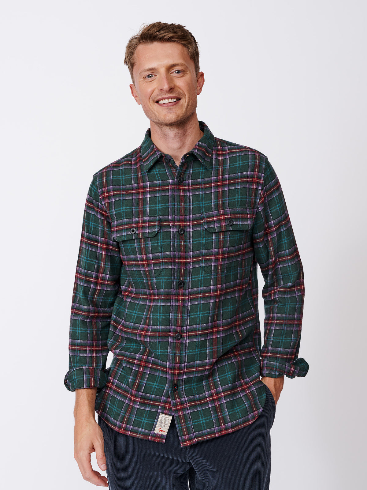 Aubin Green Check Crowle Flannel Check Shirt | Checked Shirt