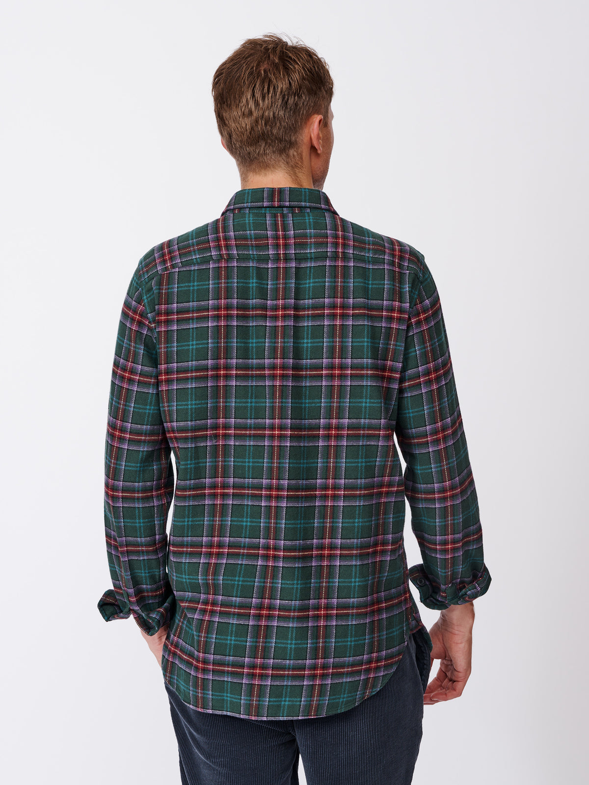 Aubin Green Check Crowle Flannel Check Shirt | Checked Shirt