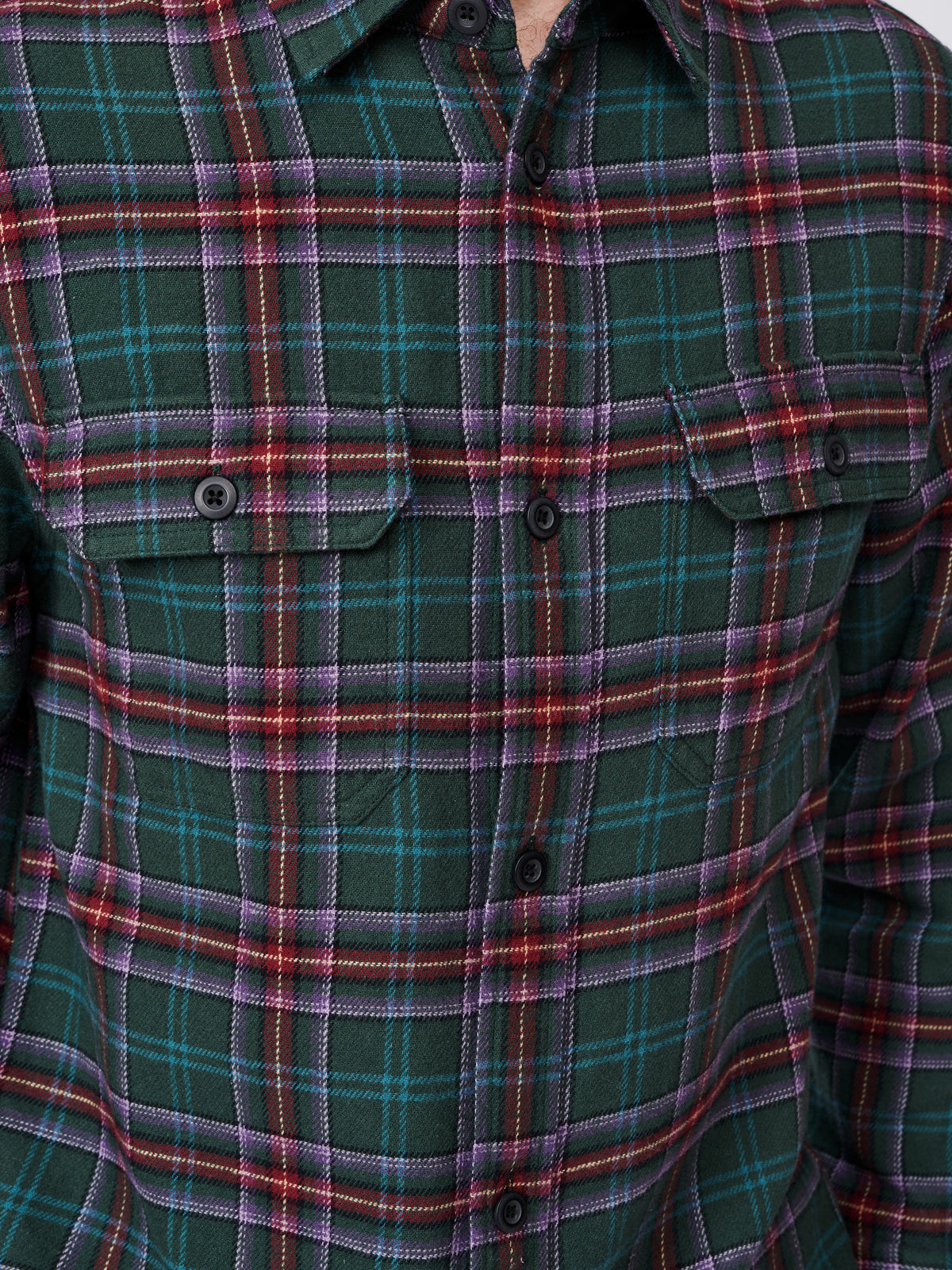 Aubin Green Check Crowle Flannel Check Shirt | Checked Shirt