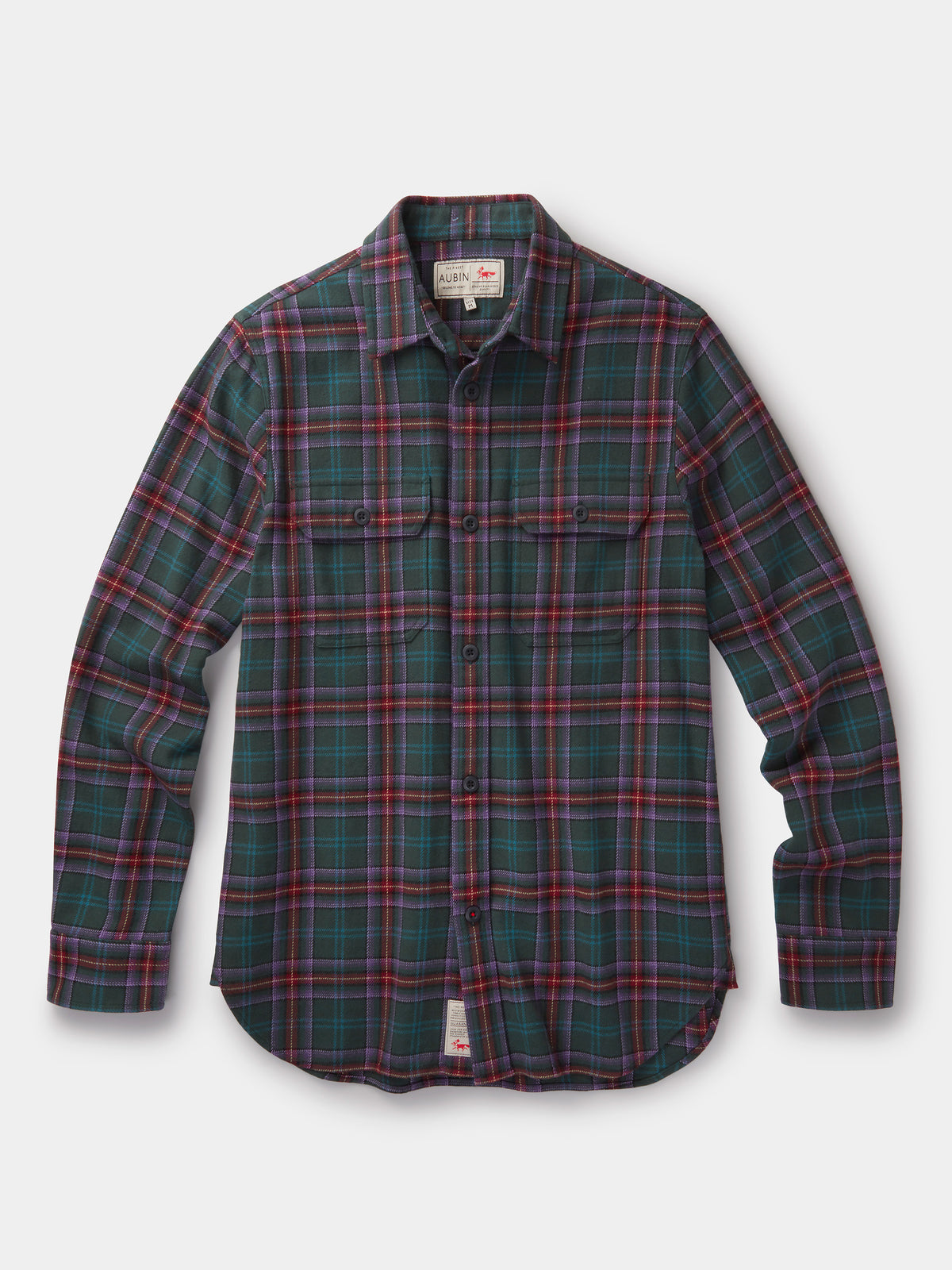 Aubin Green Check Crowle Flannel Check Shirt | Checked Shirt