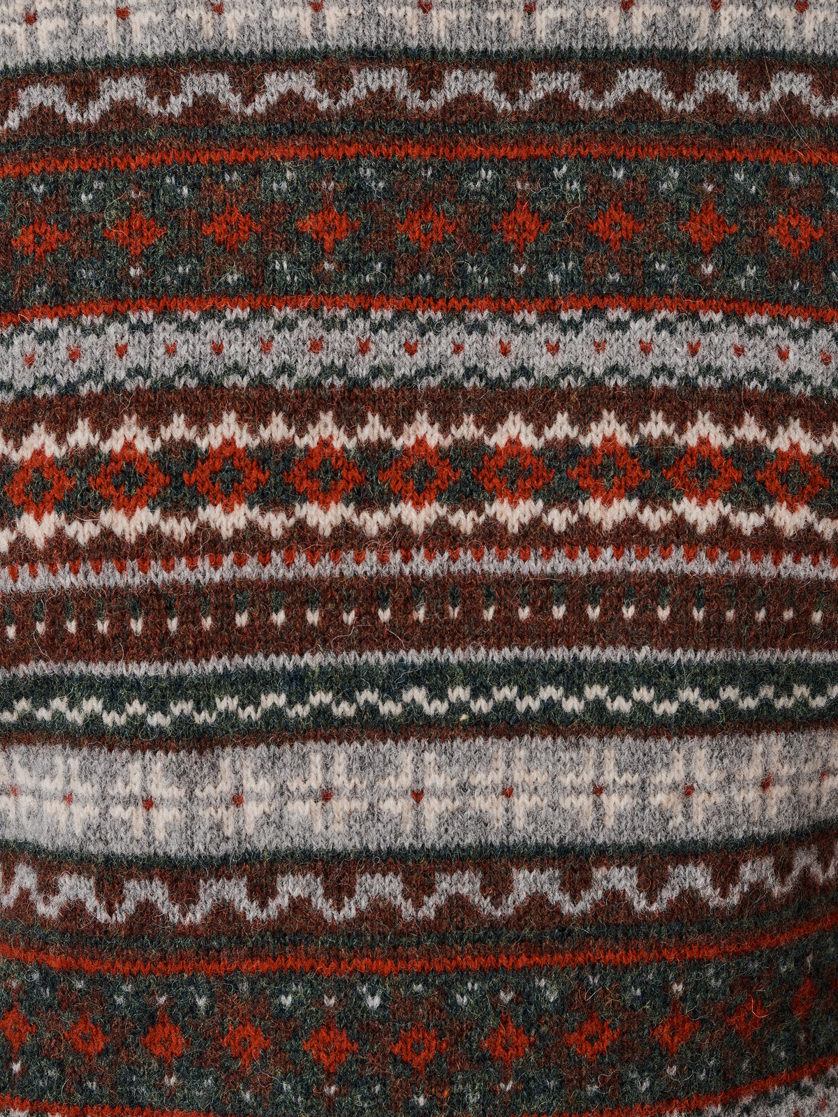 Aubin Khaki Fairisle Fairisle Wool Crew Neck Jumper | Crew Neck