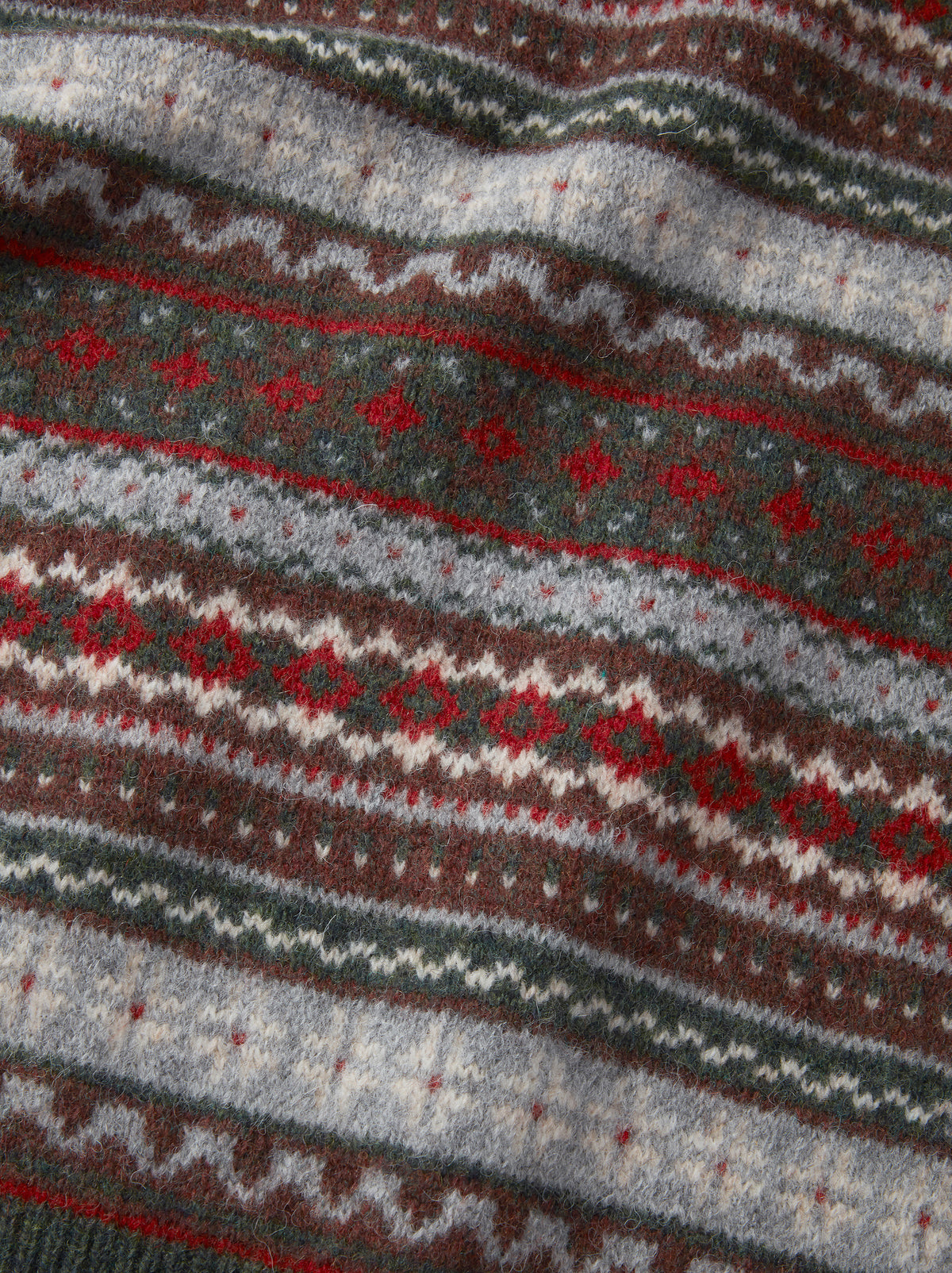 Aubin Khaki Fairisle Fairisle Wool Crew Neck Jumper | Crew Neck