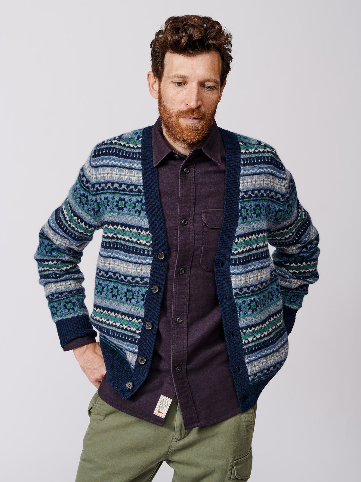 Aubin Blue Fairisle Fairisle Wool Cardigan | Cardigan