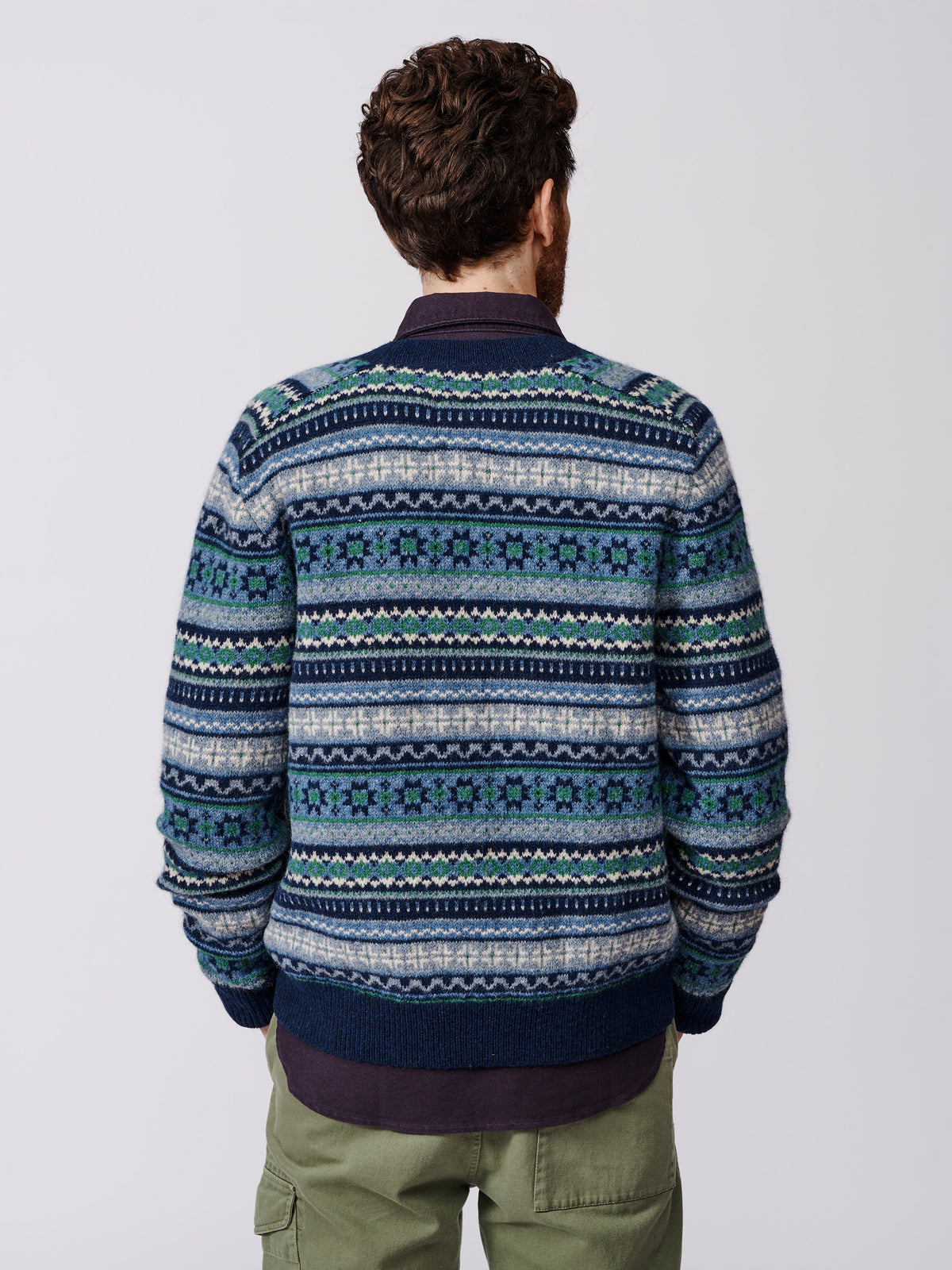 Aubin Blue Fairisle Fairisle Wool Cardigan | Cardigan