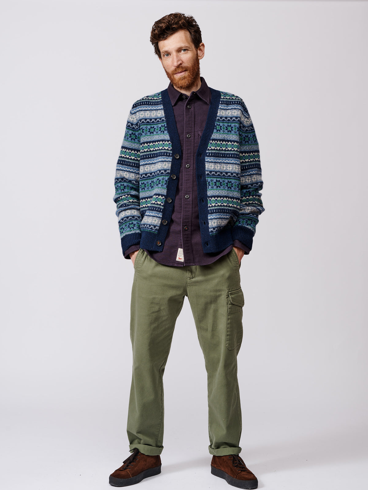 Aubin Blue Fairisle Fairisle Wool Cardigan | Cardigan