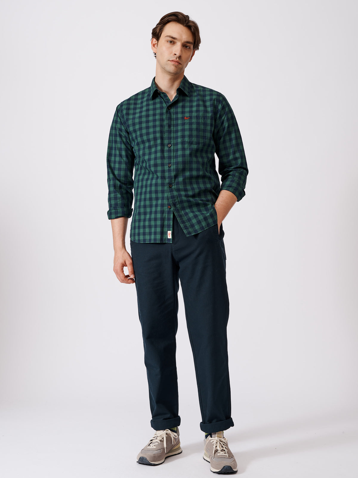 Aubin Green Gingham Gladstone Poplin Shirt | Poplin Shirt