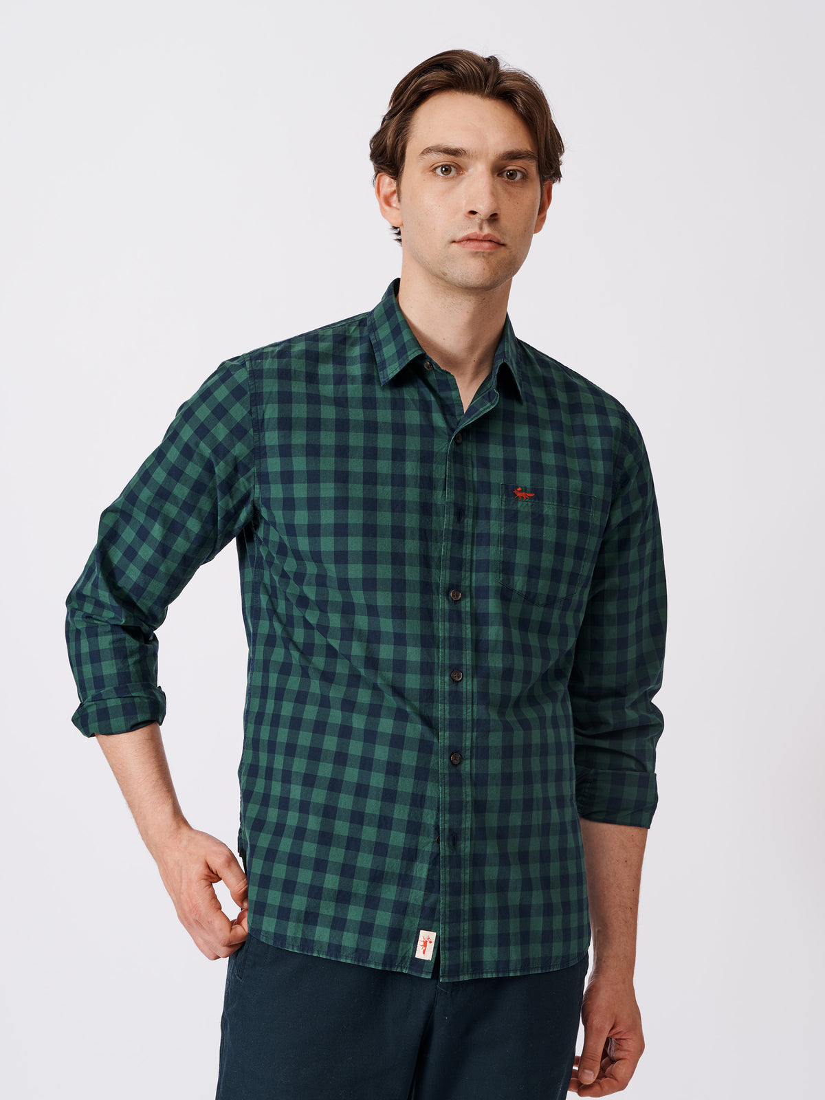 Aubin Green Gingham Gladstone Poplin Shirt | Poplin Shirt
