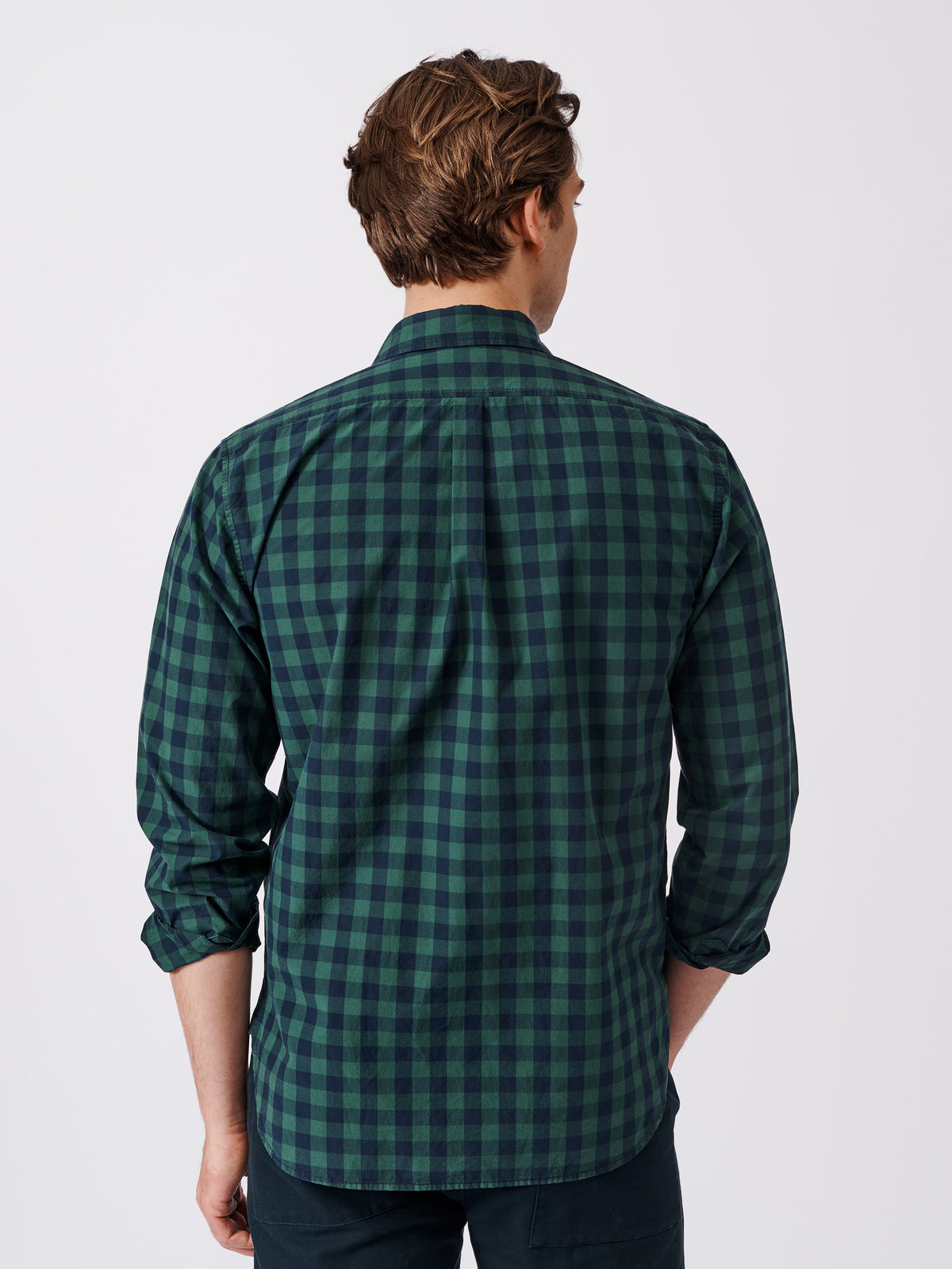 Aubin Green Gingham Gladstone Poplin Shirt | Poplin Shirt