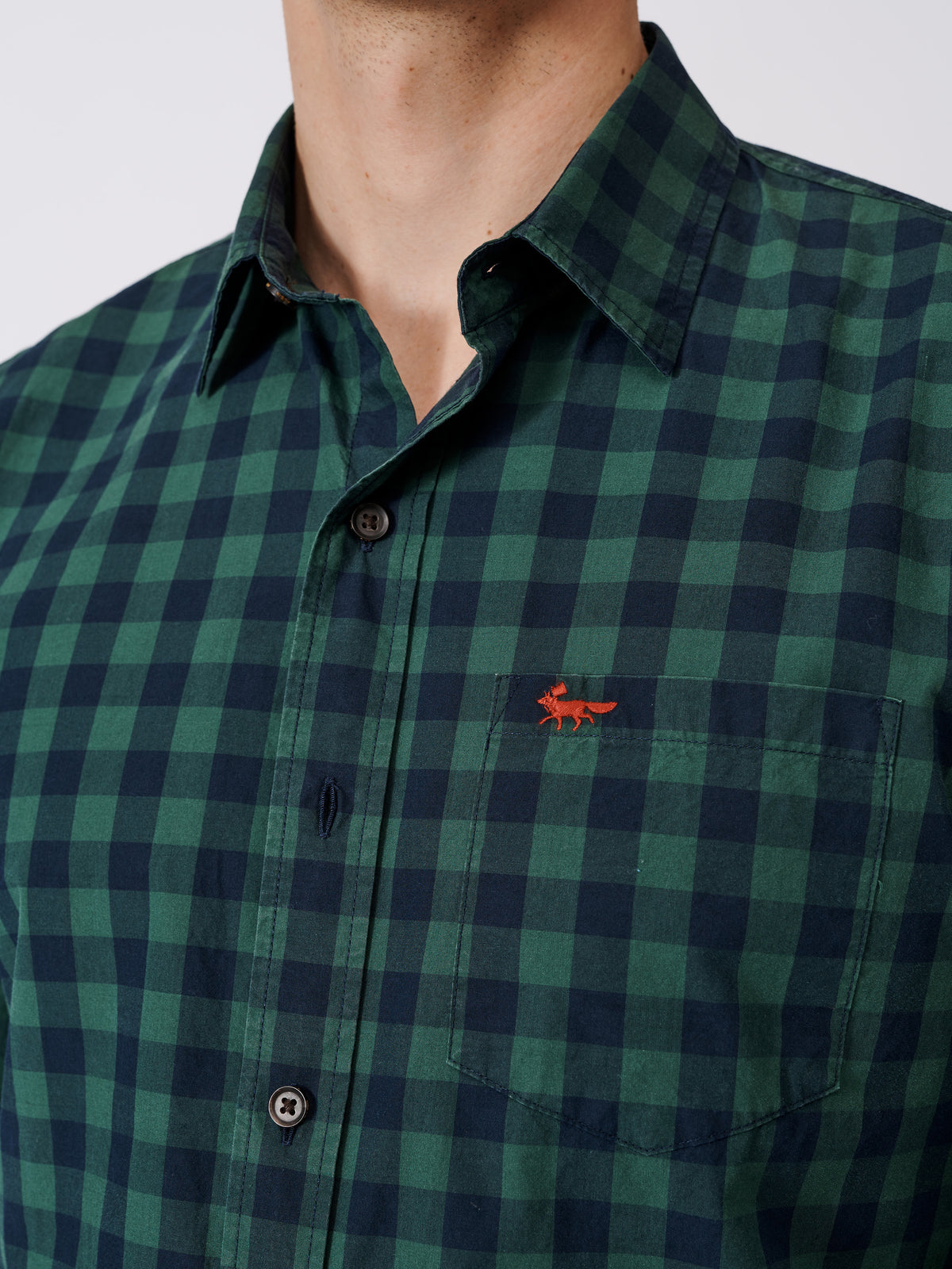 Aubin Green Gingham Gladstone Poplin Shirt | Poplin Shirt