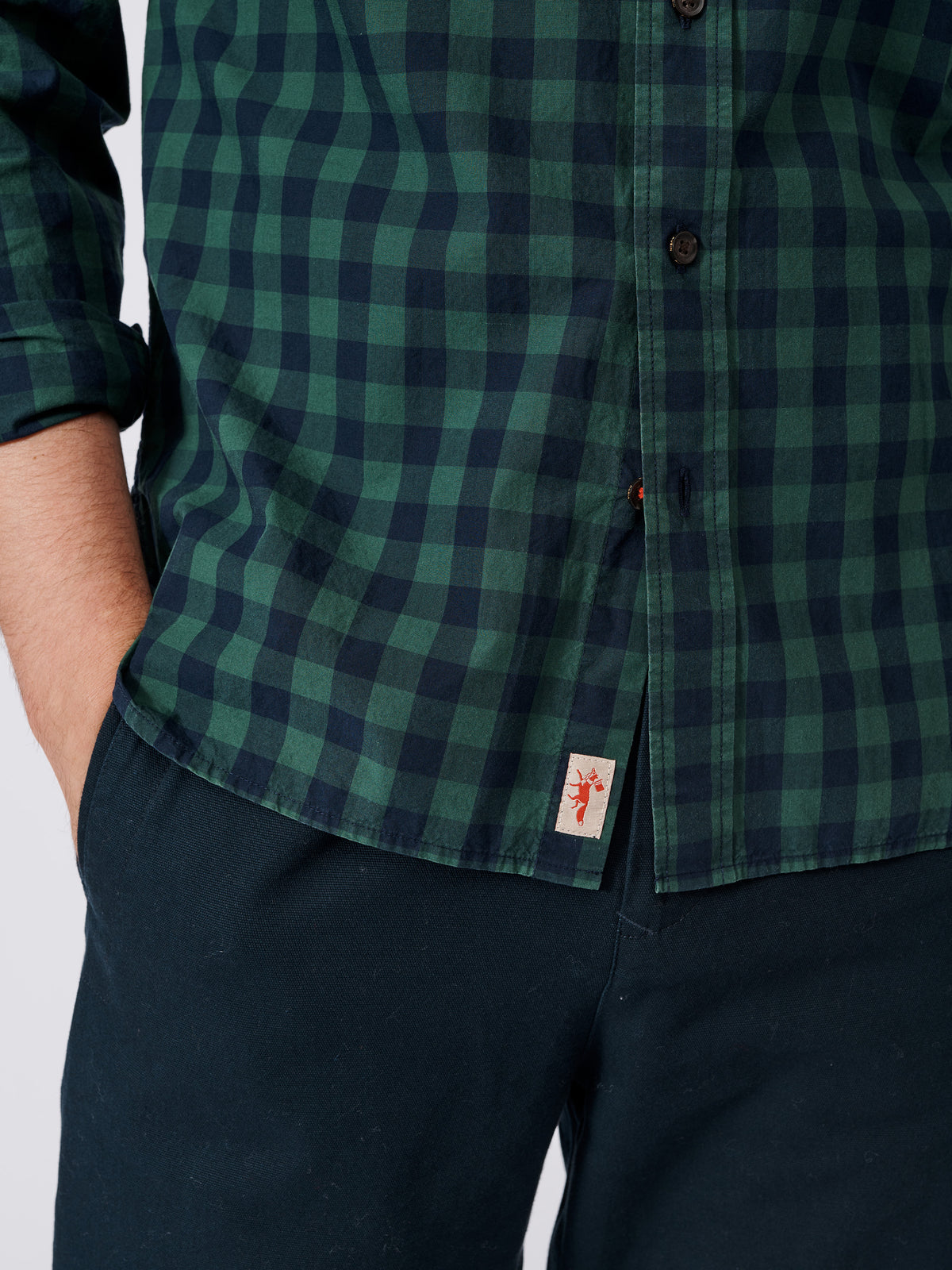 Aubin Green Gingham Gladstone Poplin Shirt | Poplin Shirt