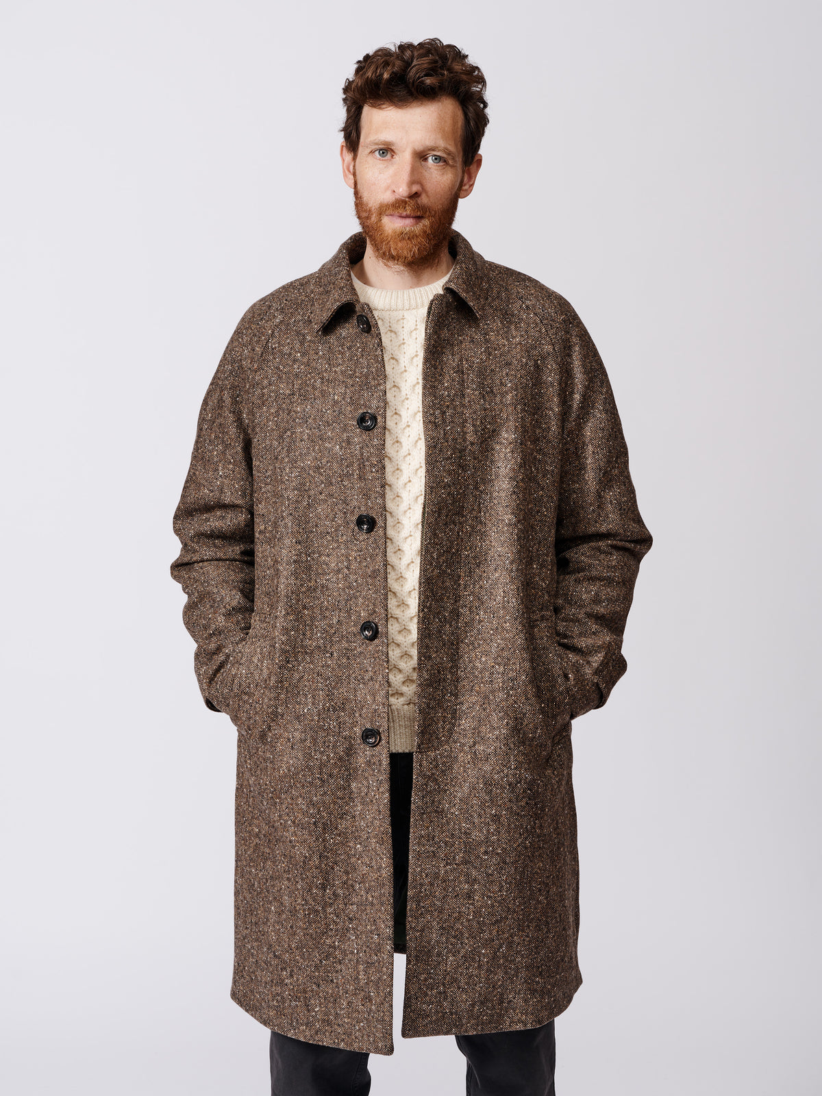 Aubin Brown Donegal Glenties Wool Overcoat | Overcoat