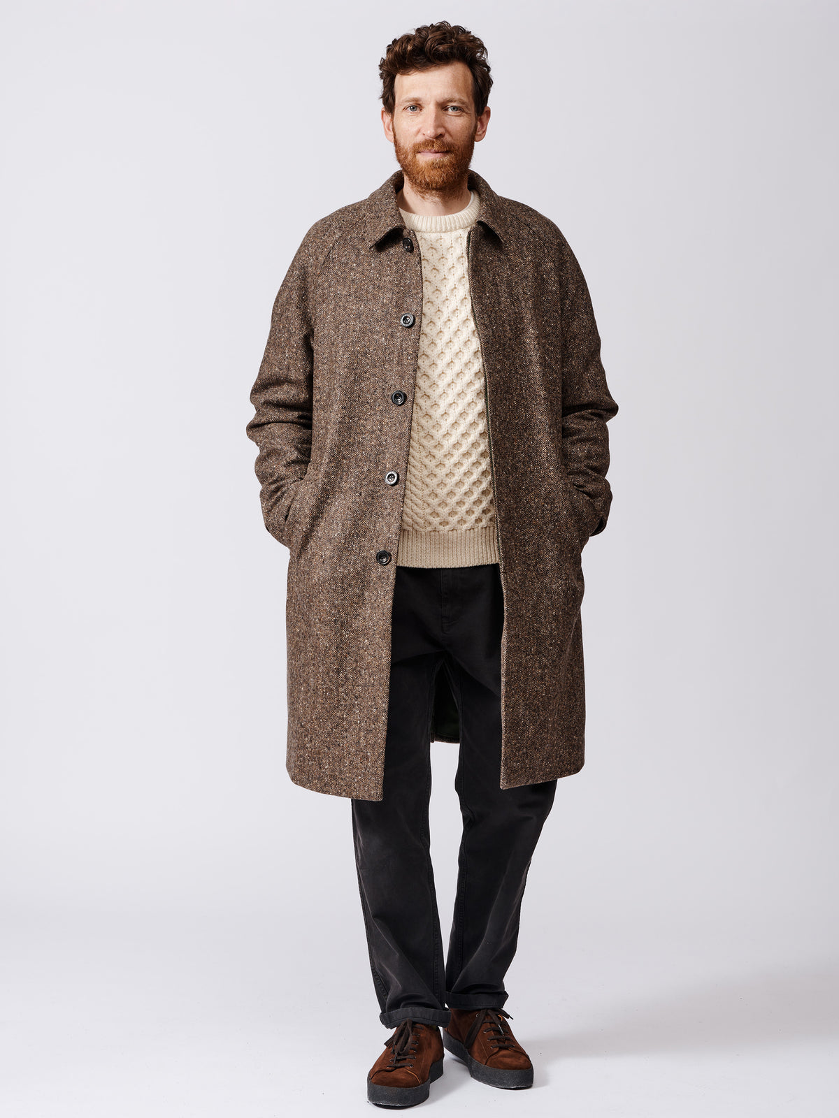 Aubin Brown Donegal Glenties Wool Overcoat | Overcoat