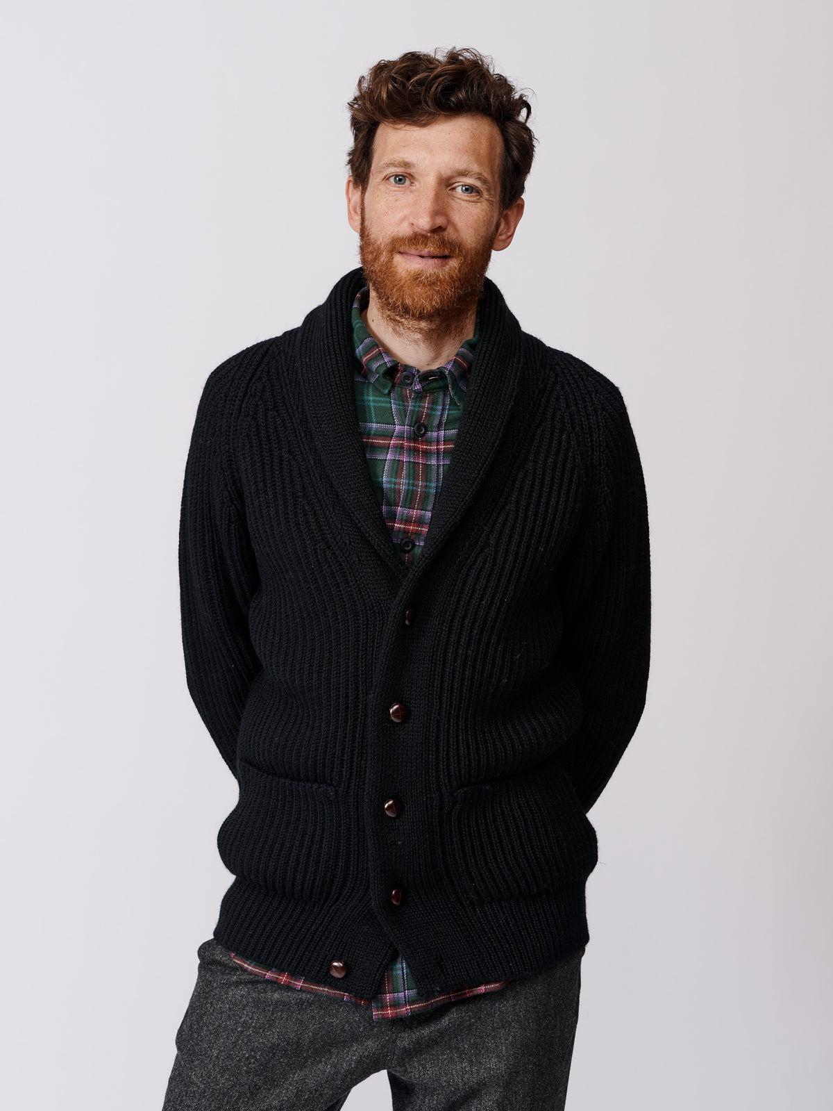 Aubin Black Earl Shawl Collar Cardigan | Cardigan