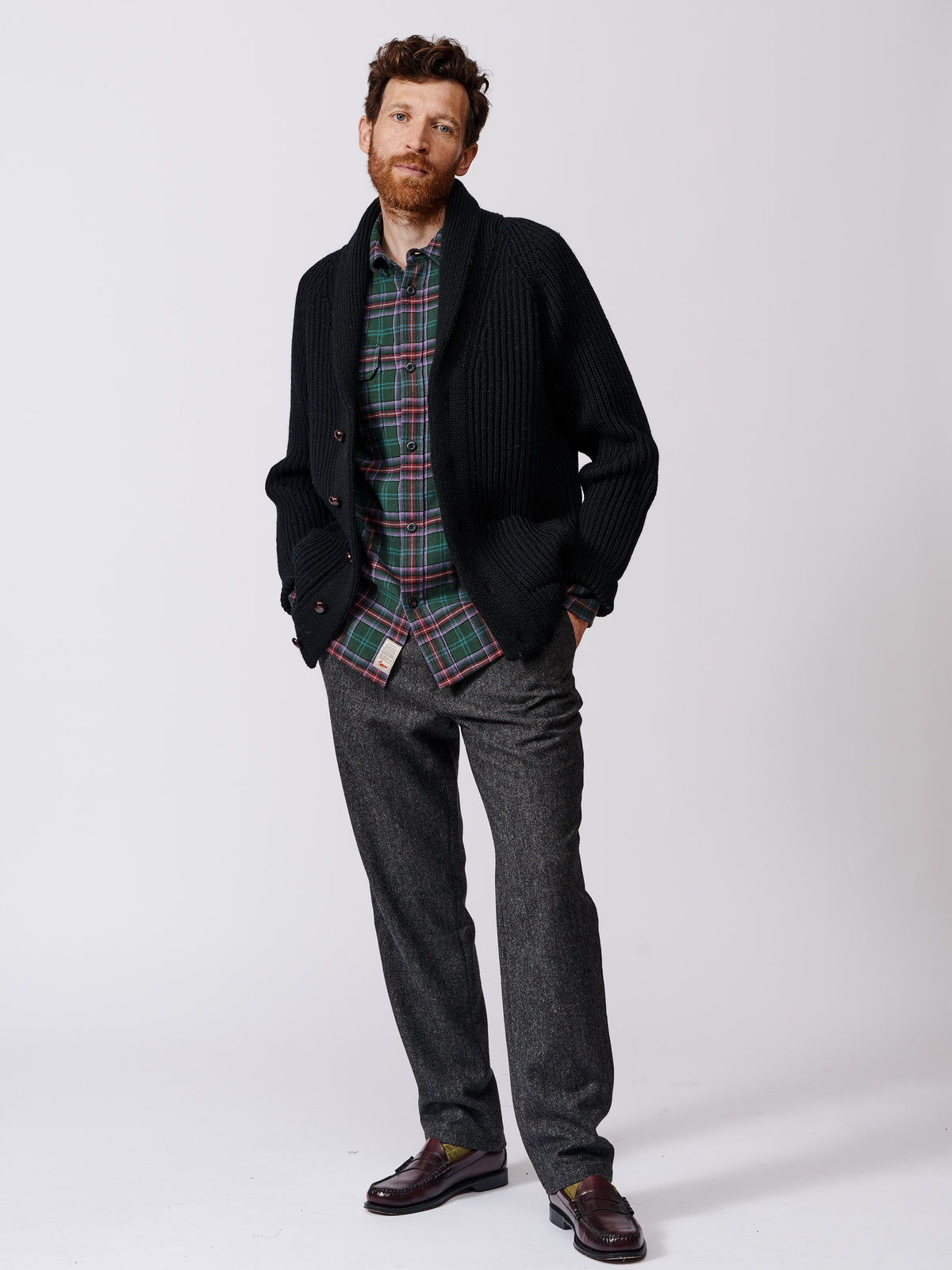 Aubin Black Earl Shawl Collar Cardigan | Cardigan