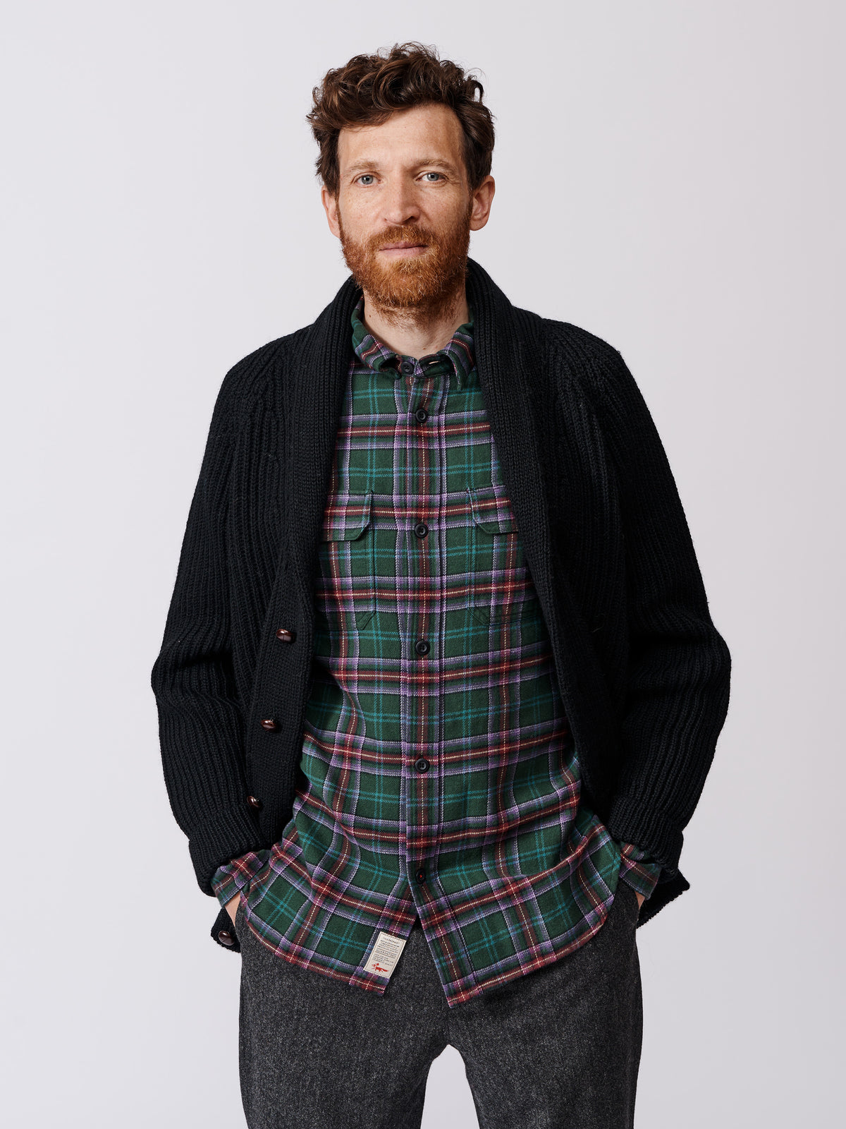 Aubin Black Earl Shawl Collar Cardigan | Cardigan