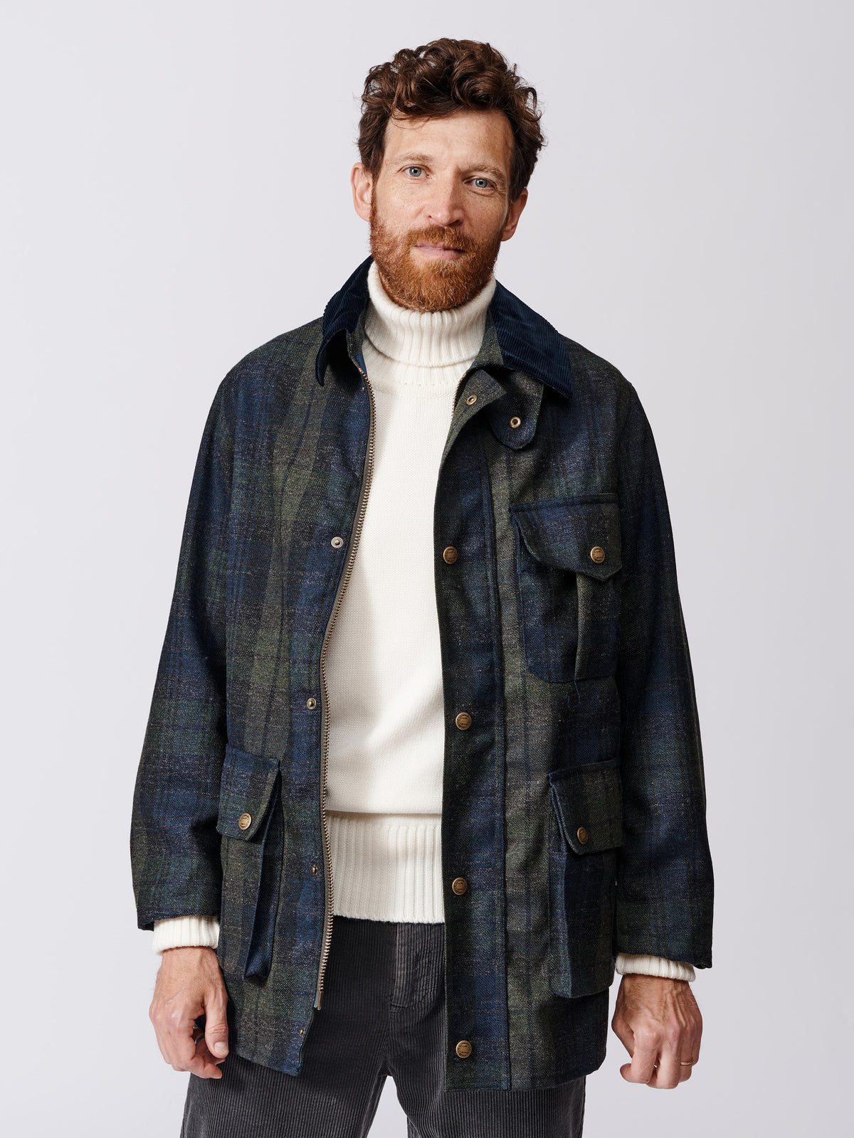 Aubin Check Caenby Jacket in collab with Yarmouth Oilskins | Wool Jacket