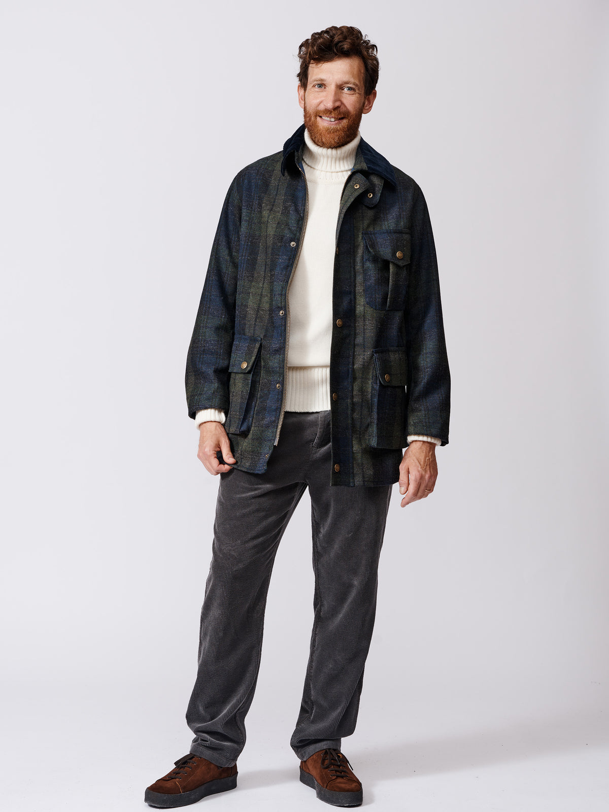 Aubin Check Caenby Jacket in collab with Yarmouth Oilskins | Wool Jacket