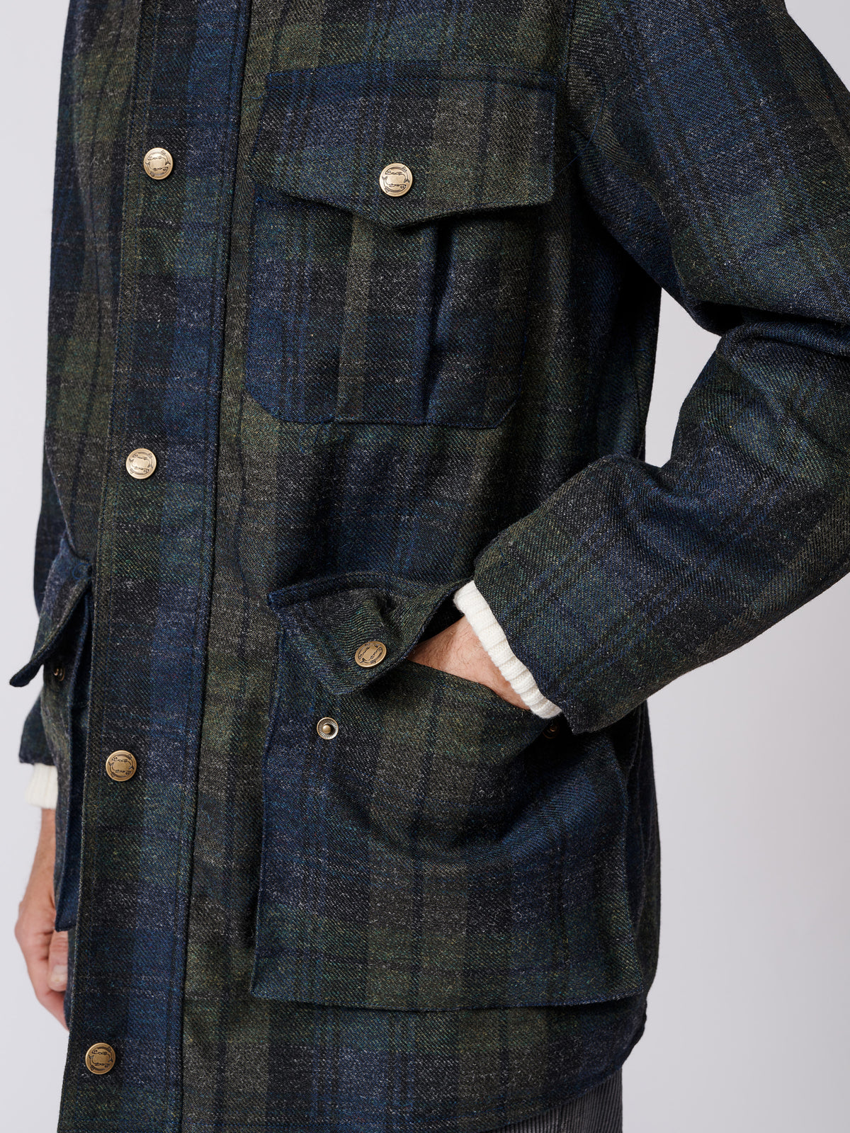 Aubin Check Caenby Jacket in collab with Yarmouth Oilskins | Wool Jacket