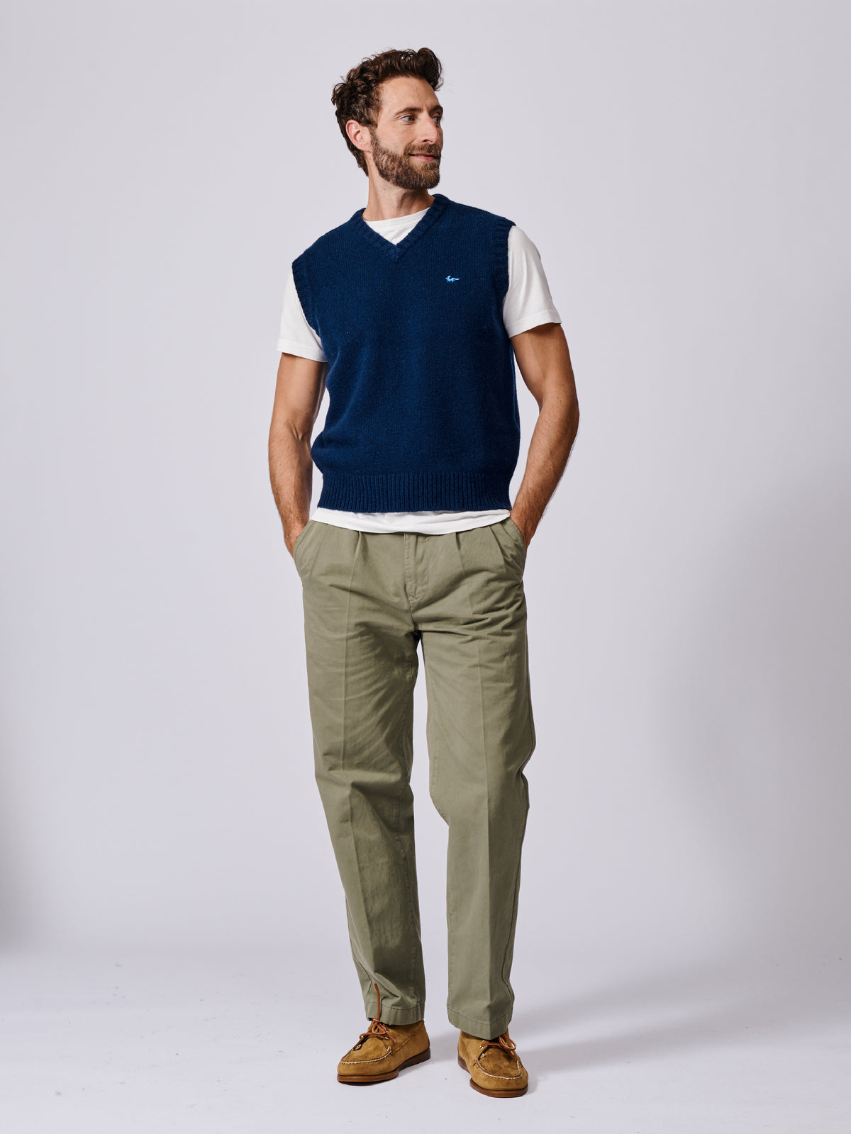 Aubin Navy Baldwin Merino Tank Top | Slipover