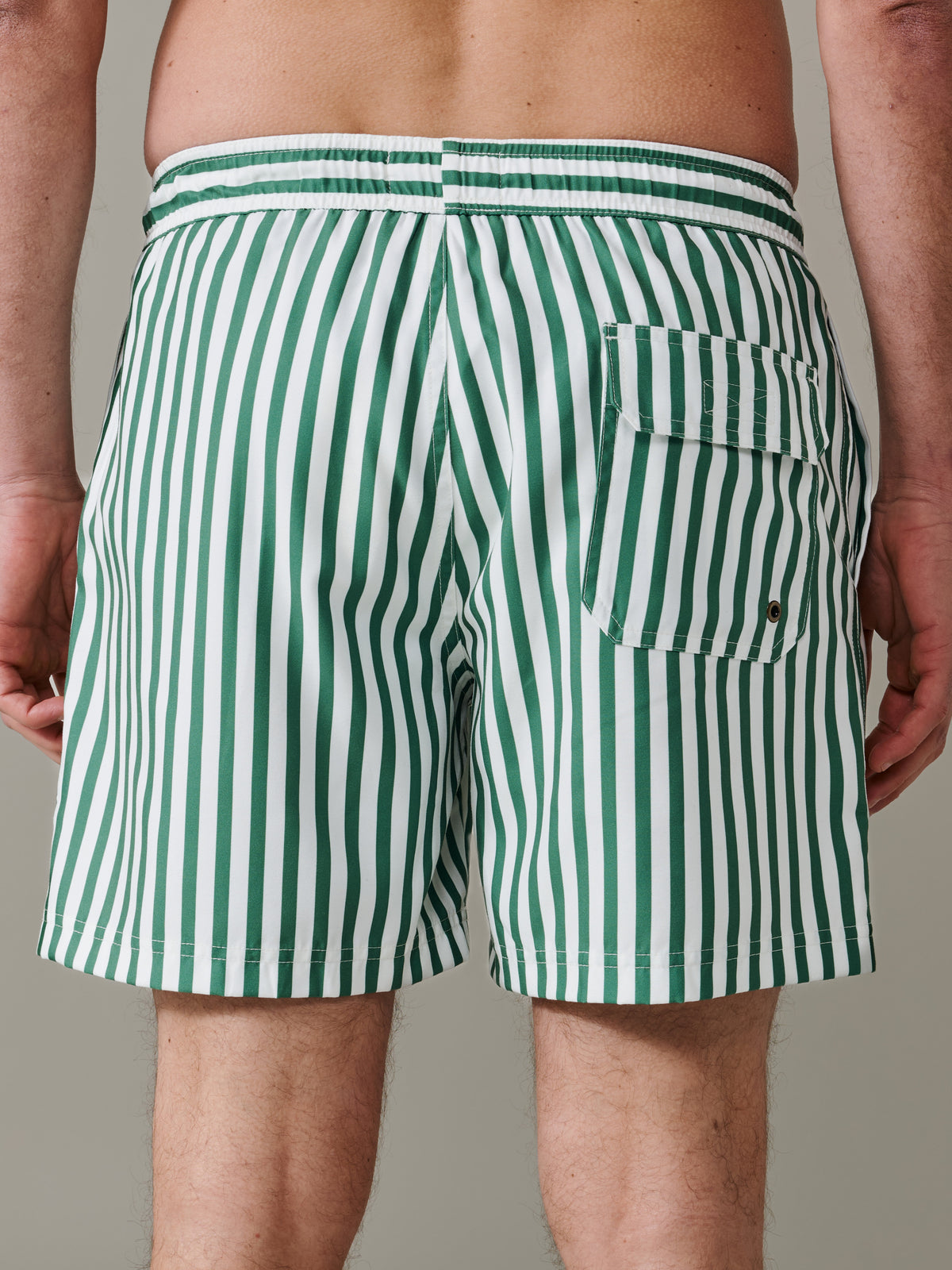 Aubin Green Narrow Stripe Bardney Swim Short | Swim Shorts