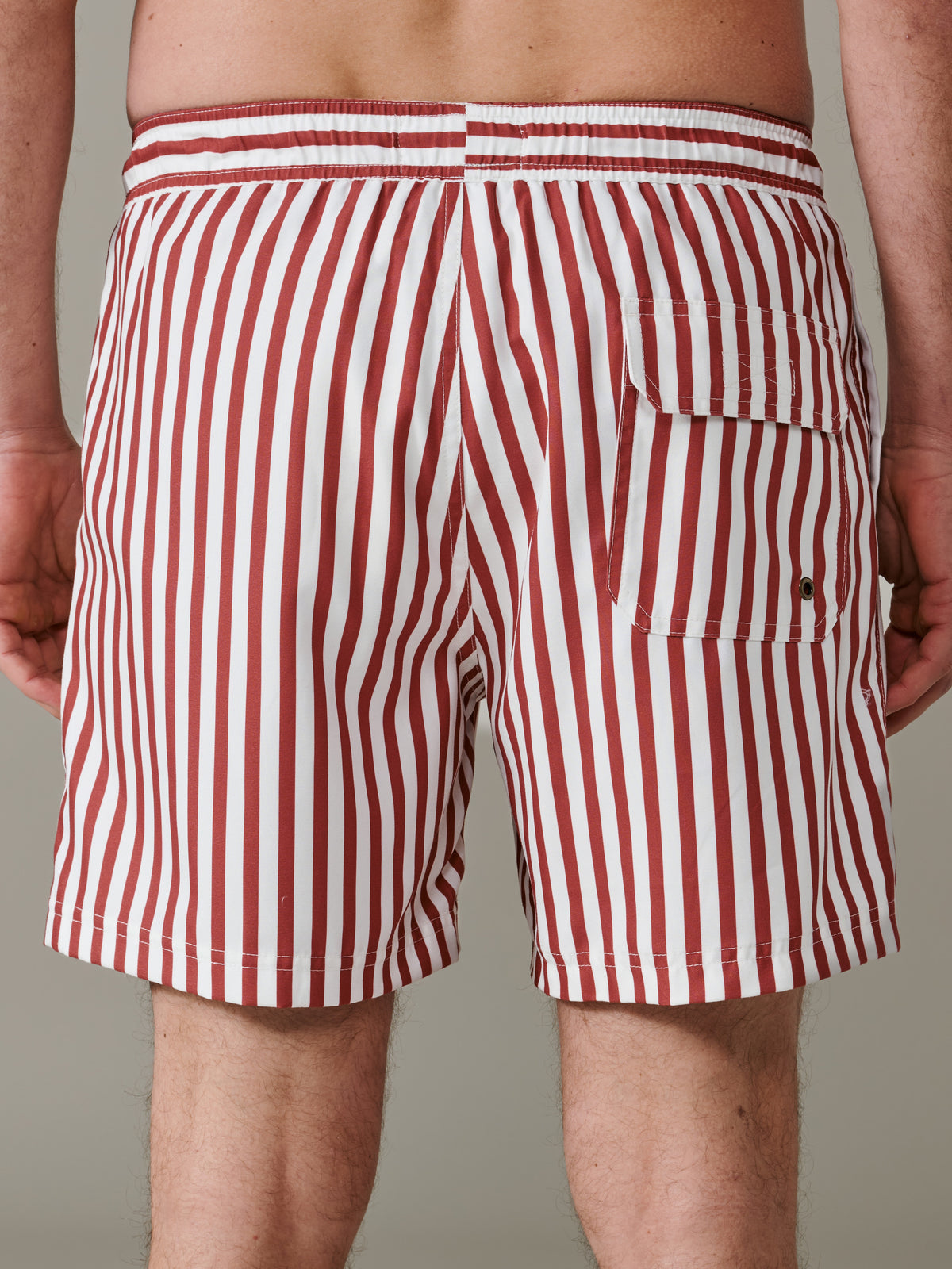 Aubin Red Narrow Stripe Bardney Swim Short | Swim Shorts