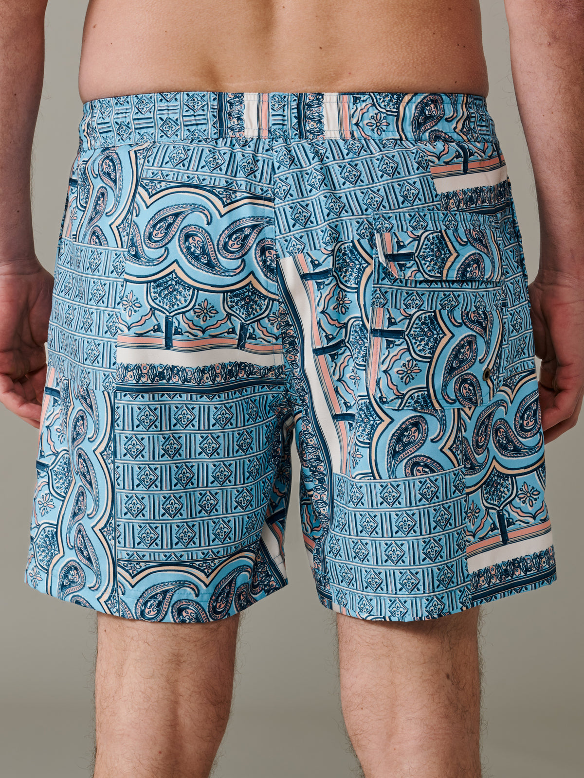 Aubin Blue Tile Print Bardney Swim Short | Swim Shorts