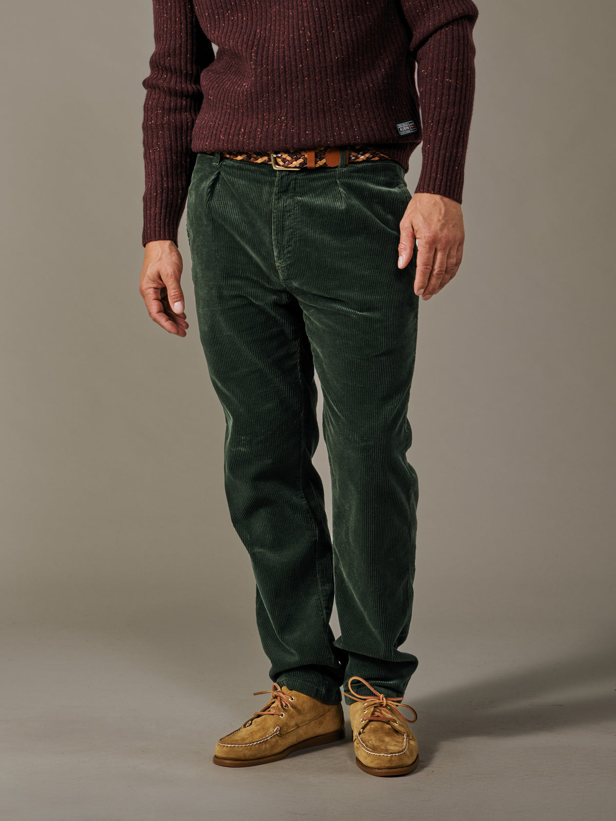 Aubin Dark Khaki Barrowby Cord Trouser | Trousers