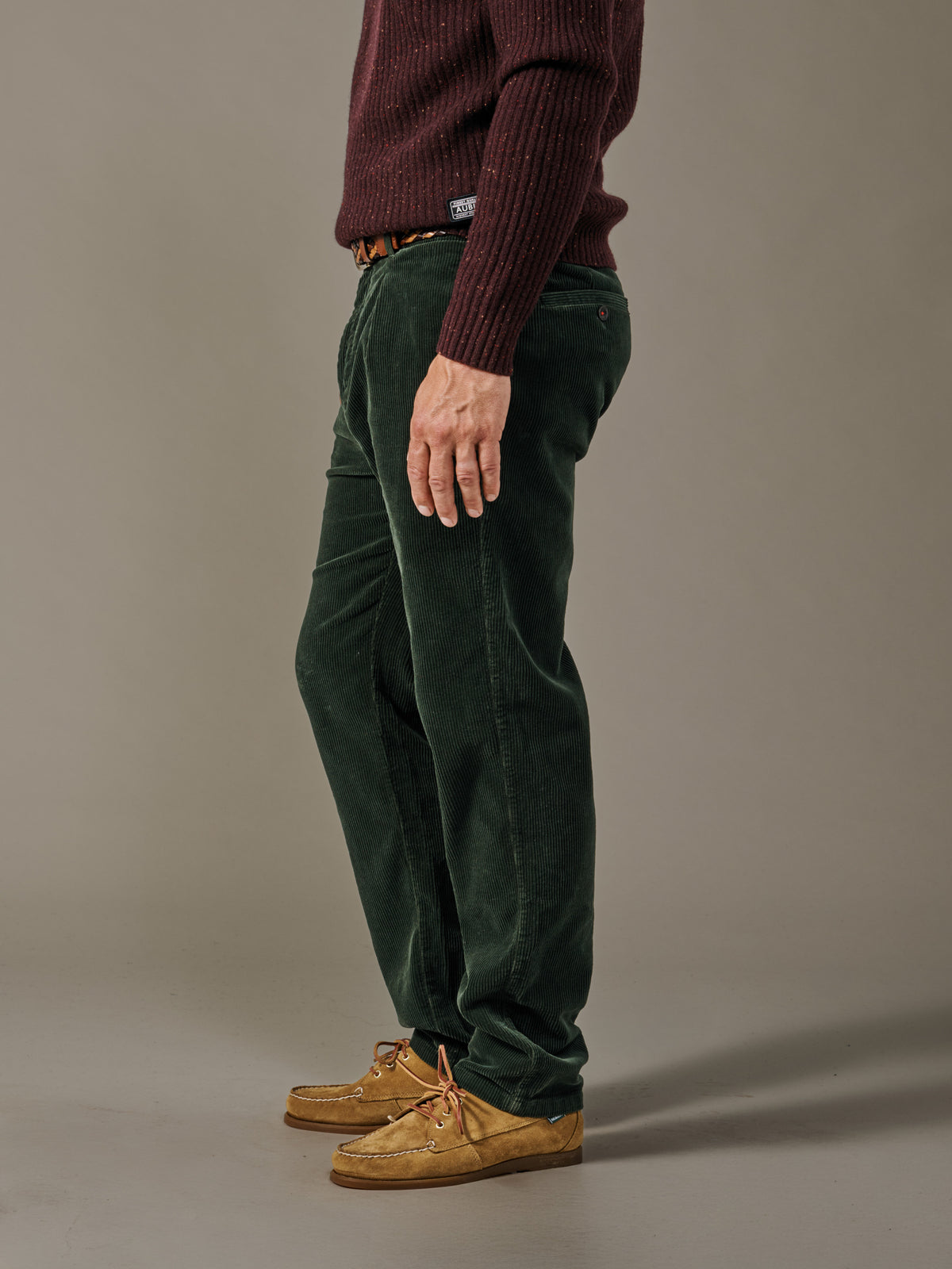 Aubin Dark Khaki Barrowby Cord Trouser | Trousers