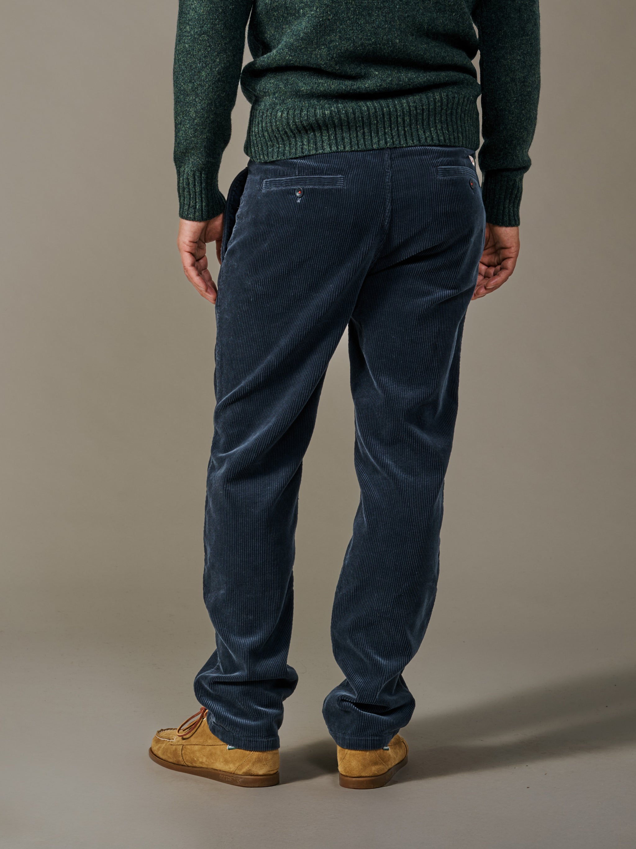 Navy Barrowby Wide Wale Cord Trouser | Aubin