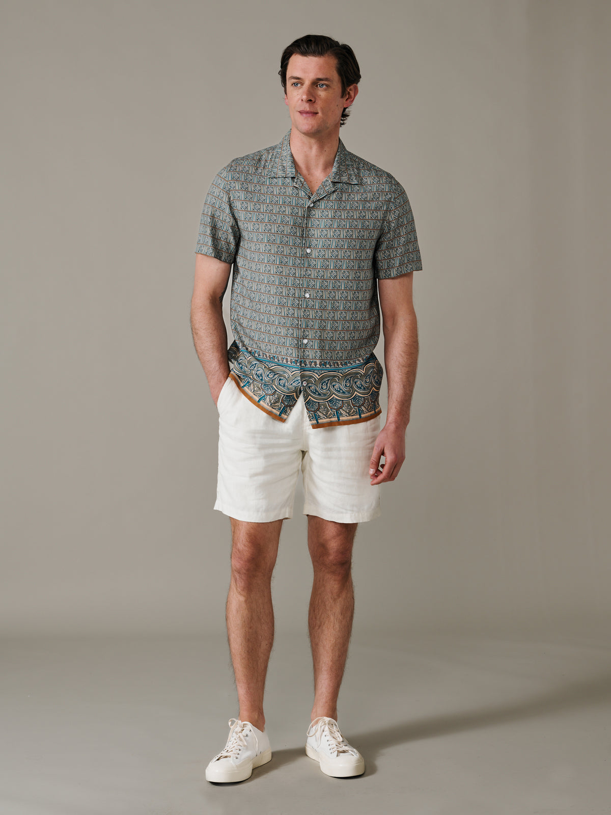 Aubin Tile Print Belmont Printed Shirt | Short Sleeve Shirt